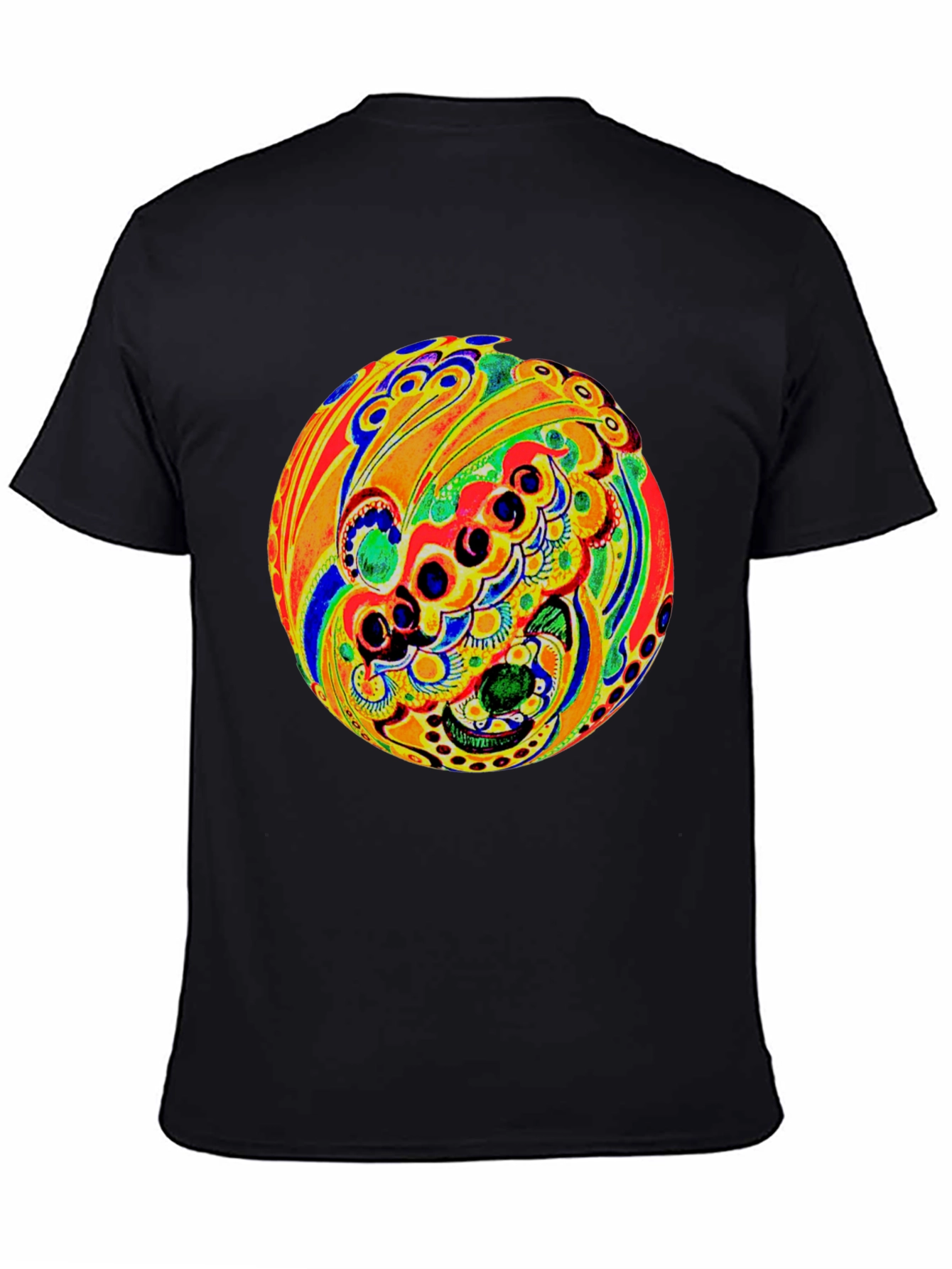 Psychedelic Circle Graphic Black T-Shirt