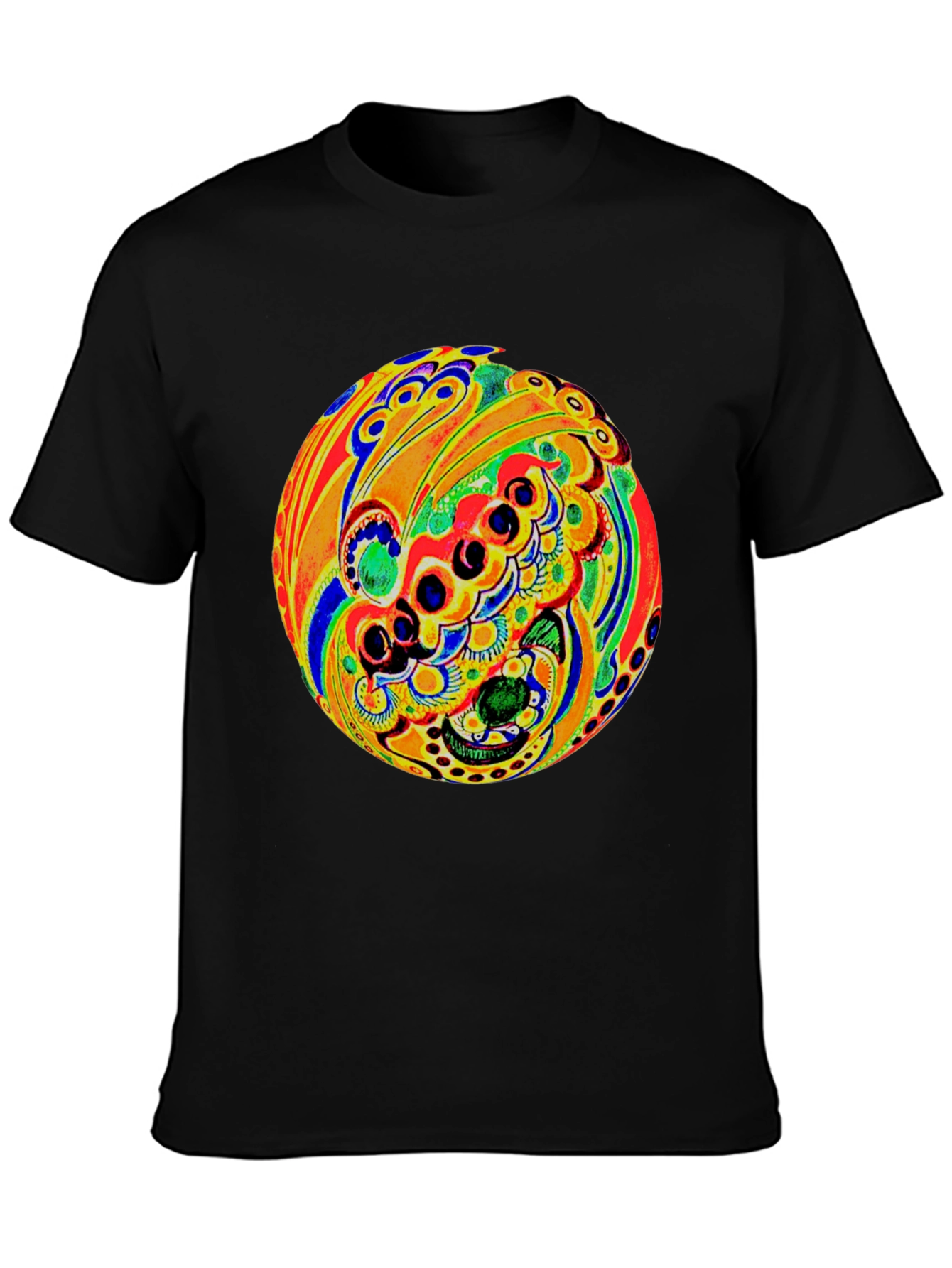 Psychedelic Circle Graphic Black T-Shirt