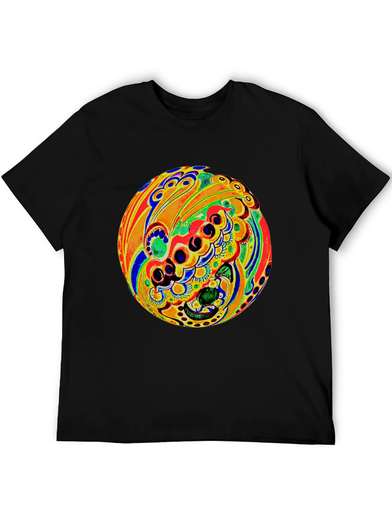 Psychedelic Circle Graphic Black T-Shirt