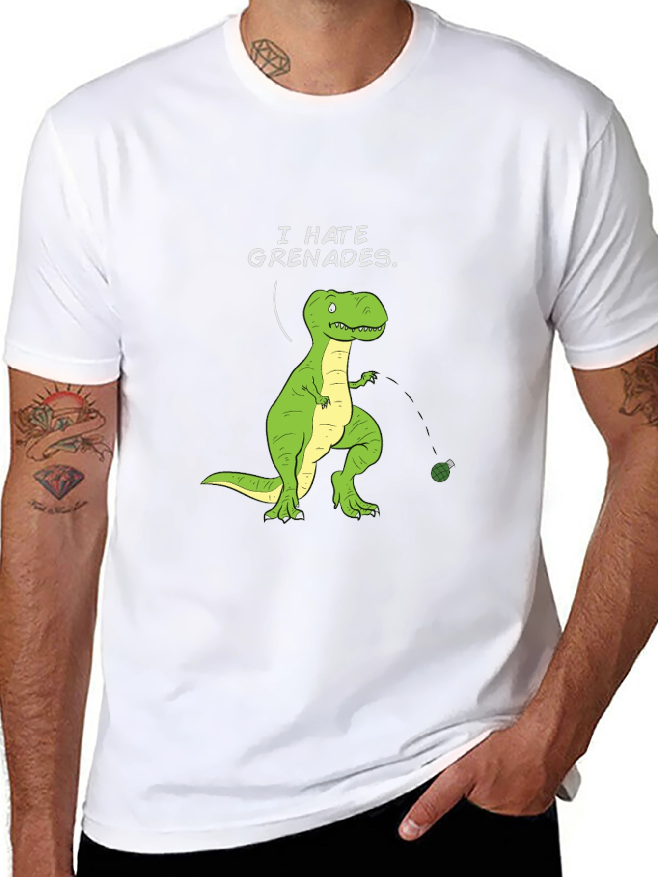 I Hate Grenades T-Shirt - Dinosaur Funny Graphic Tee