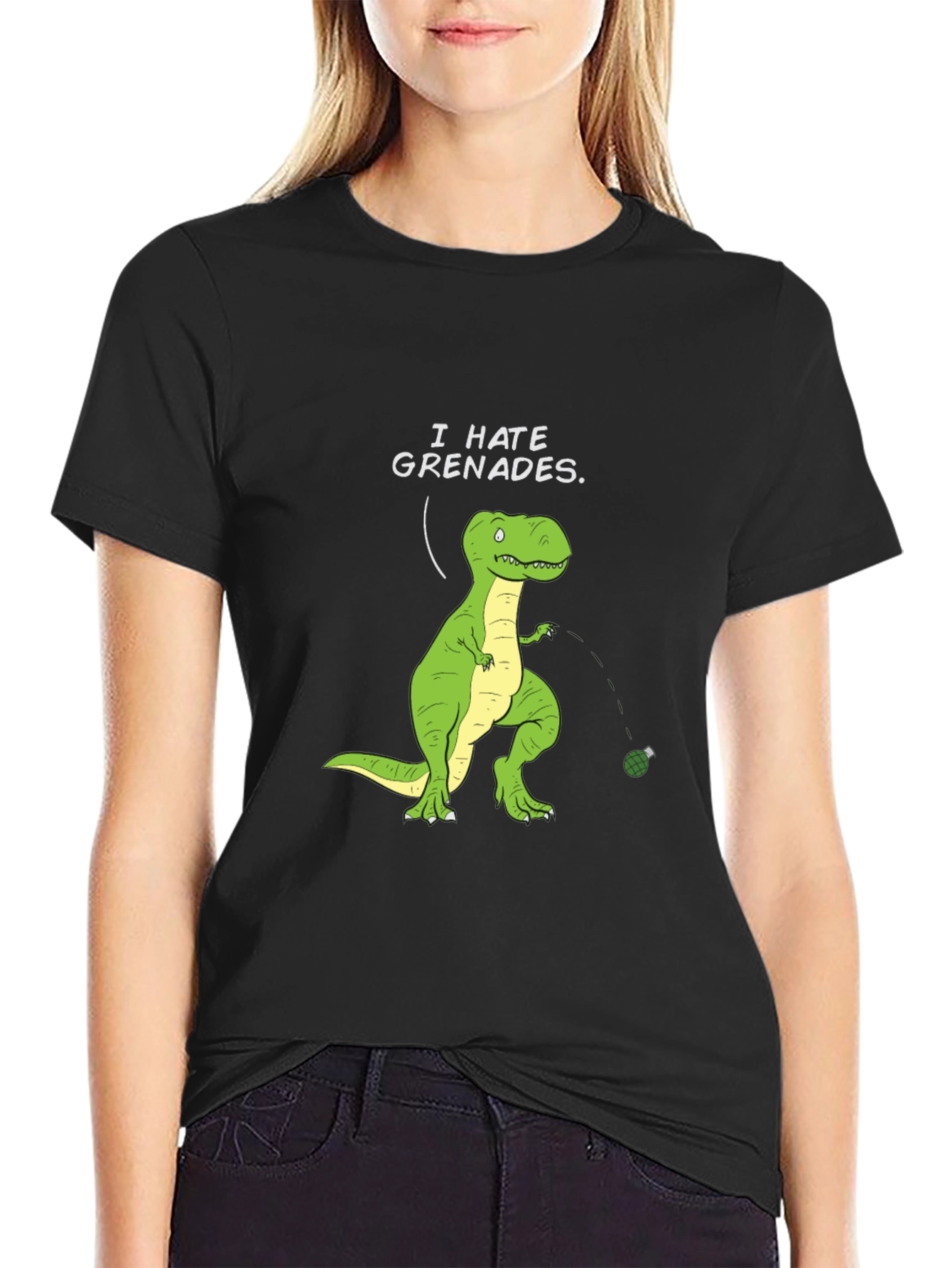 I Hate Grenades T-Shirt - Dinosaur Funny Graphic Tee