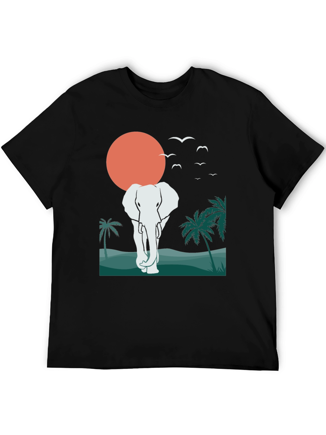 Elephant Sunset Graphic Tee - Tropical Vibes
