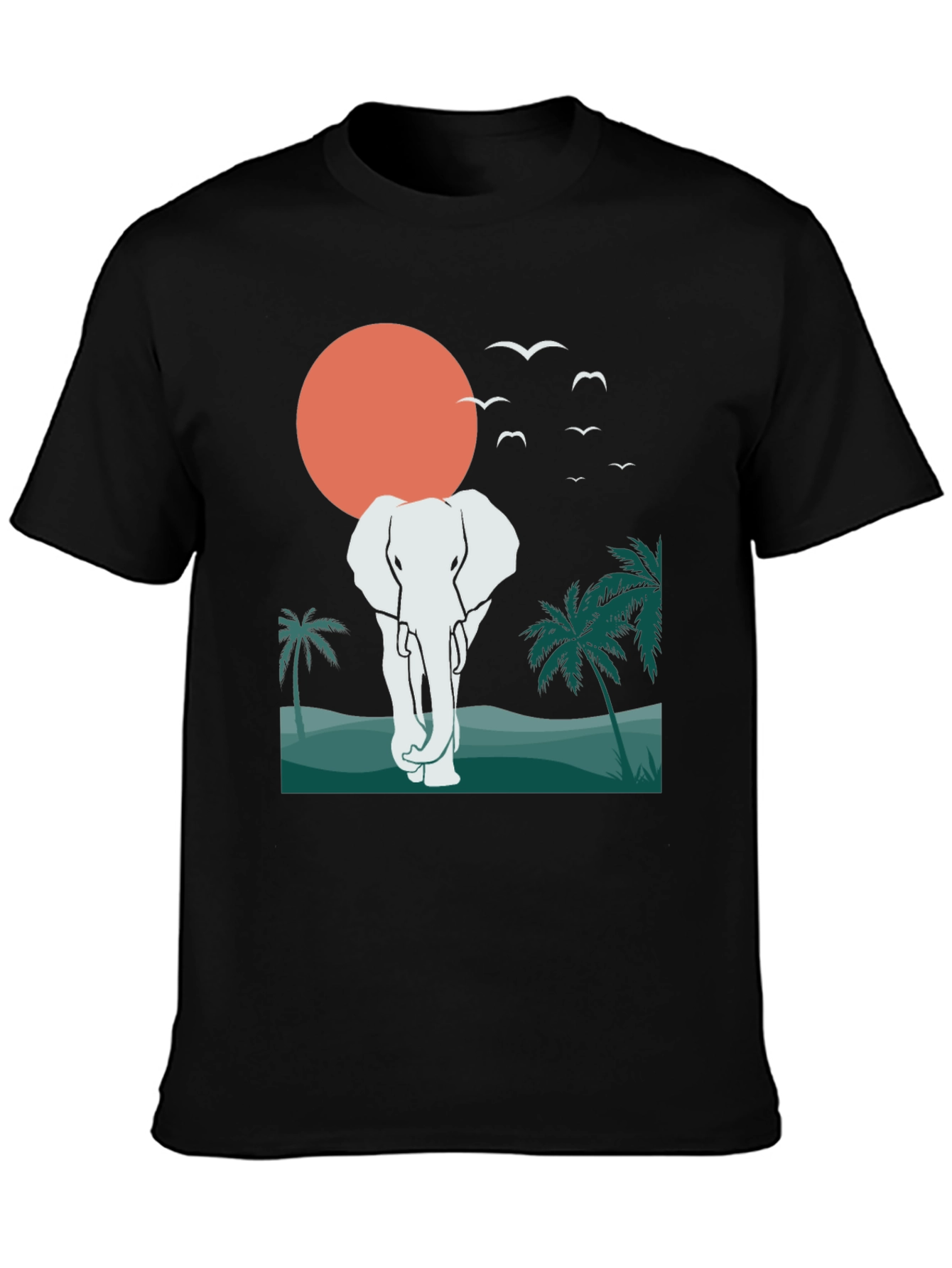 Elephant Sunset Graphic Tee - Tropical Vibes
