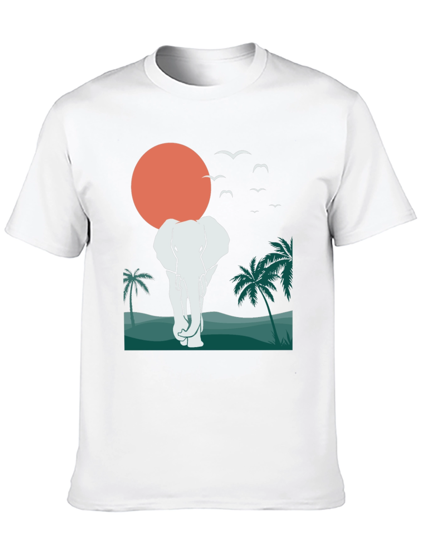 Elephant Sunset Graphic Tee - Tropical Vibes