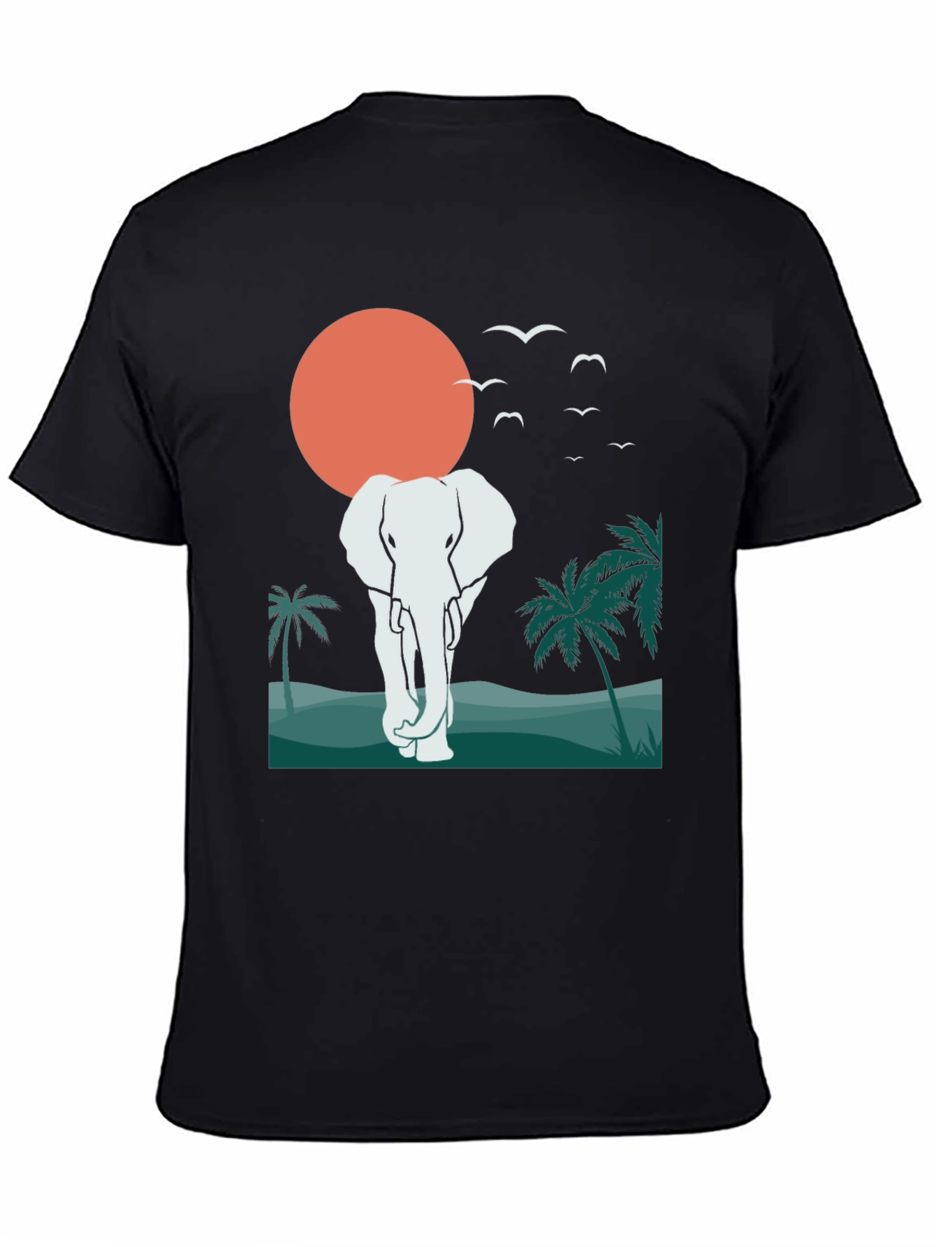 Elephant Sunset Graphic Tee - Tropical Vibes