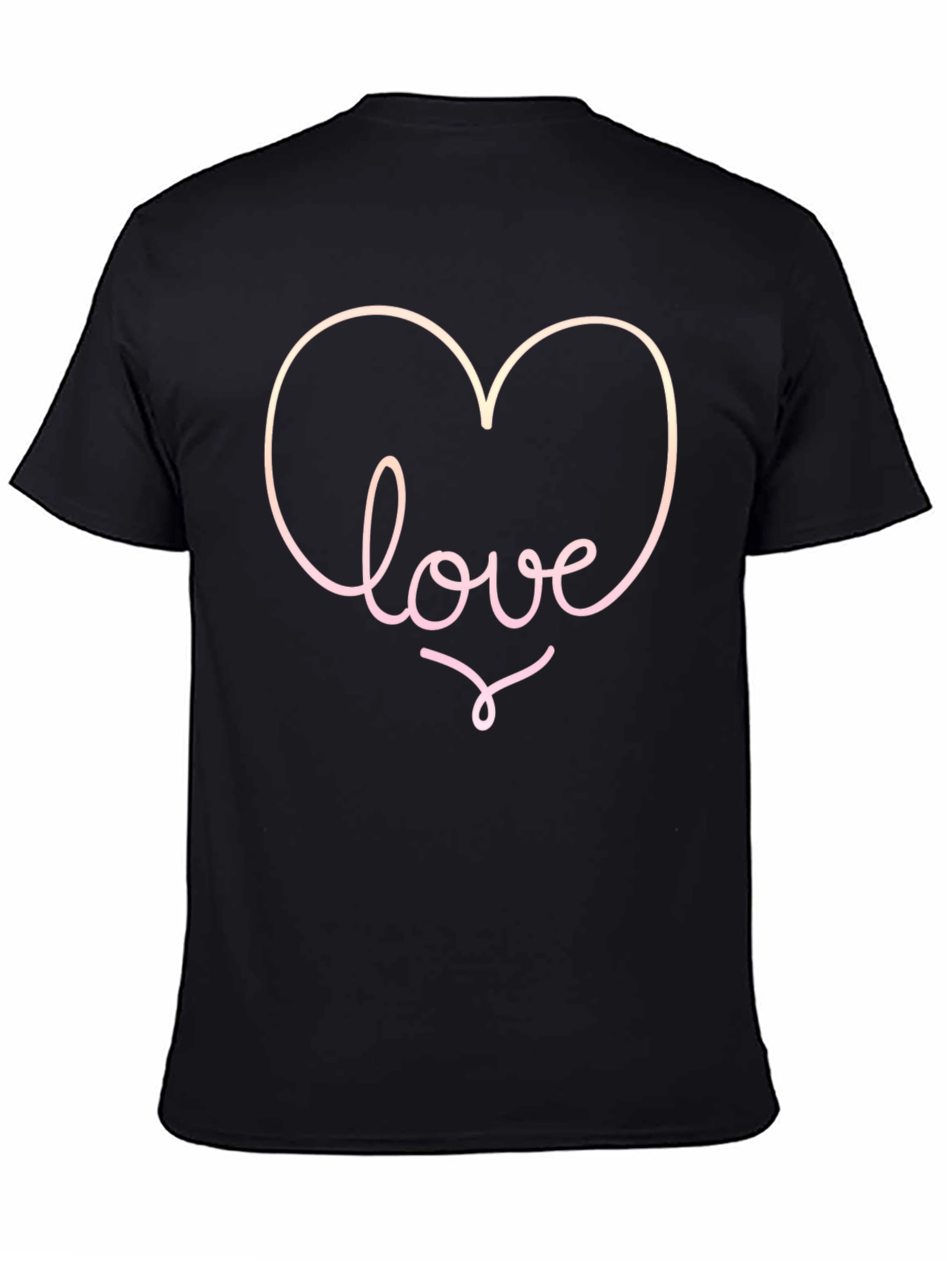 Love Heart Graphic Tee - Black Casual T-Shirt