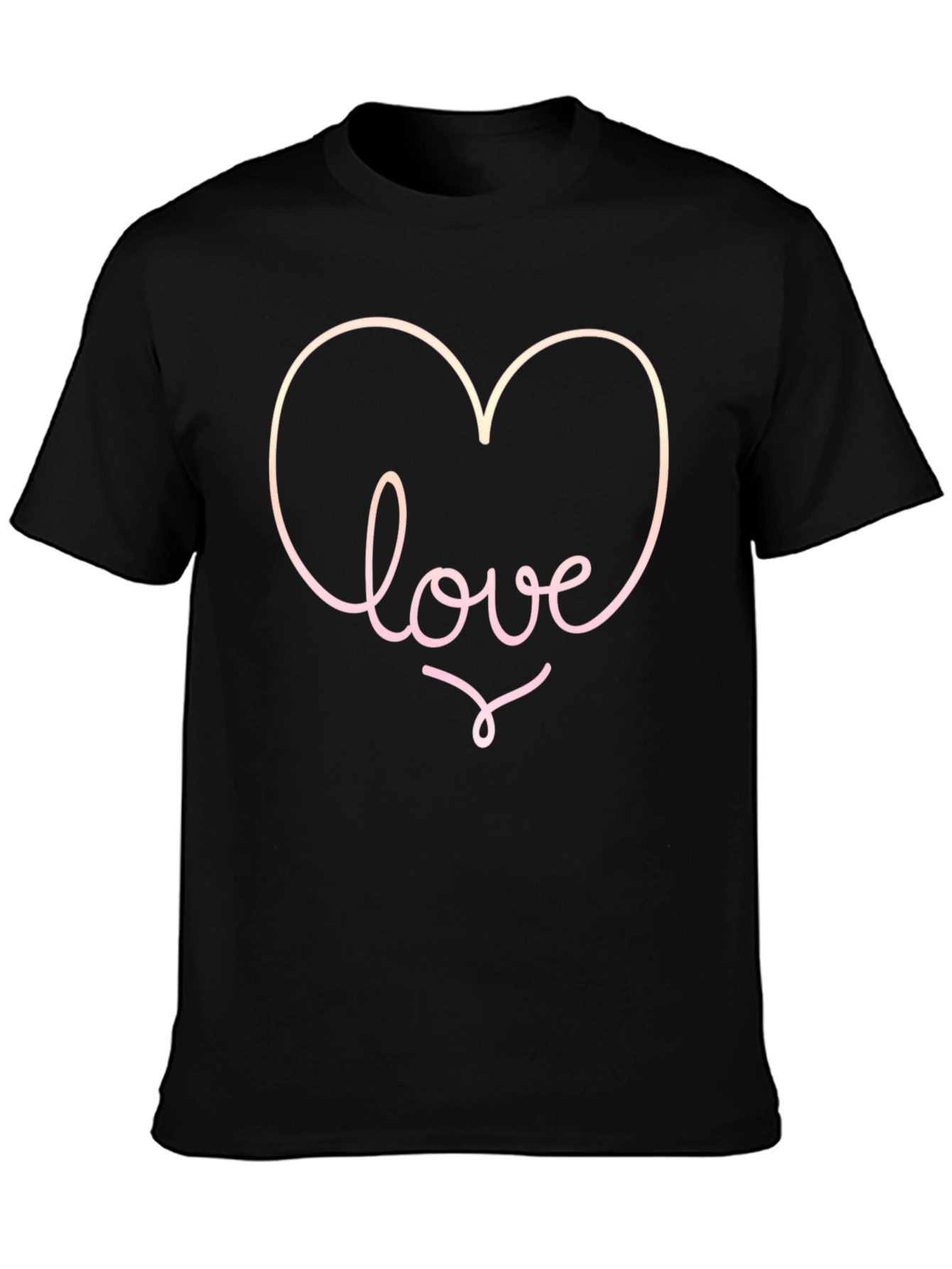 Love Heart Graphic Tee - Black Casual T-Shirt