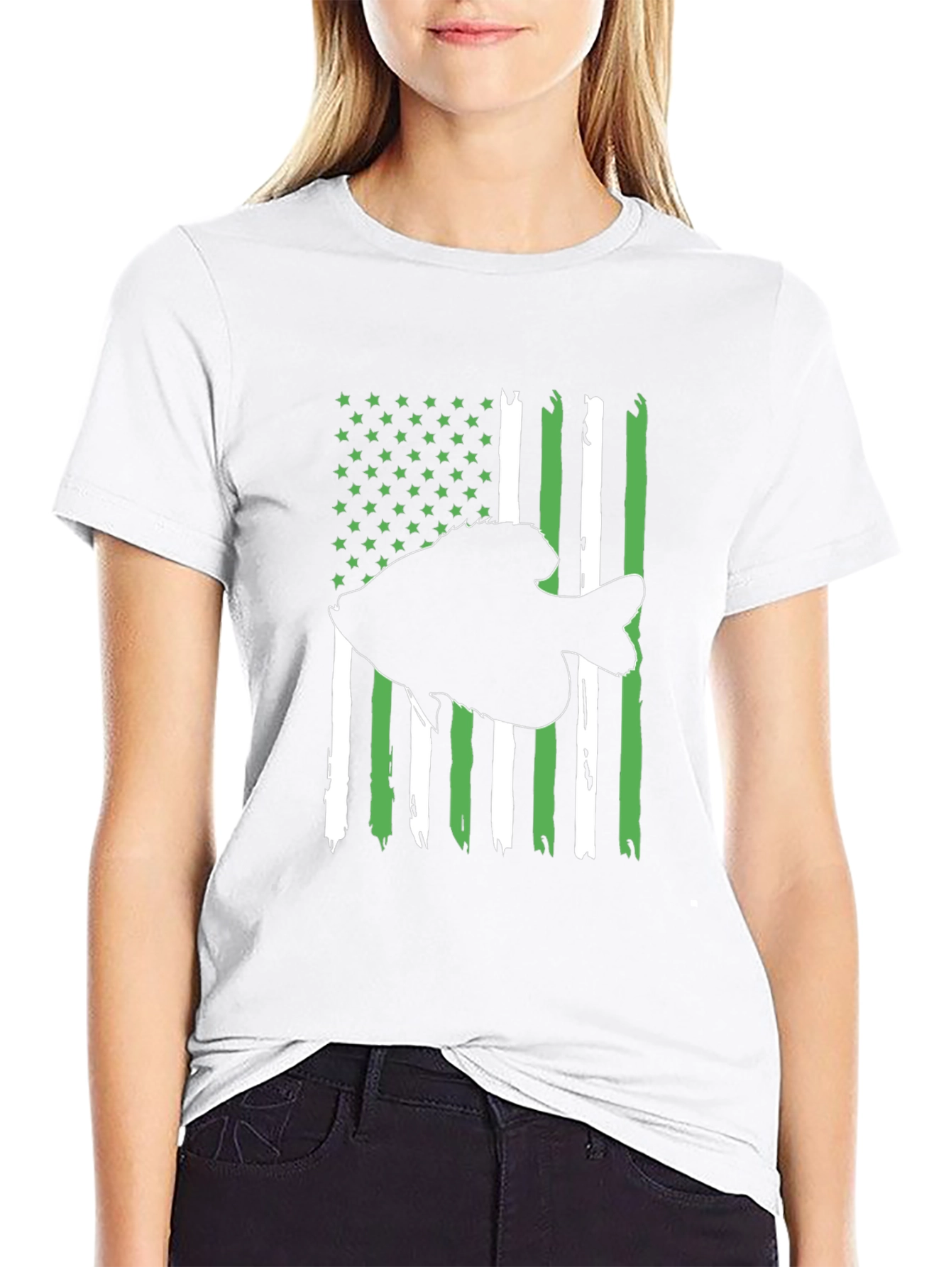 Fishing Flag Graphic Tee - Patriotic Angler Shirt