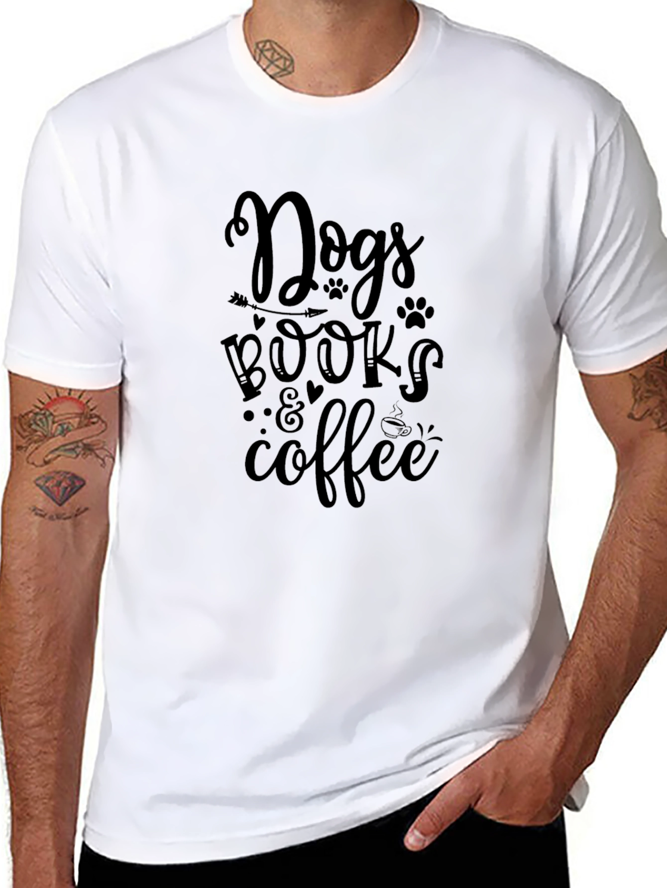 Dogs Books & Coffee Graphic Tee