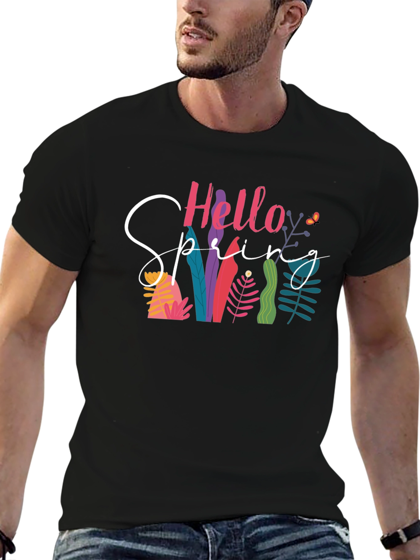 Hello Spring Black T-Shirt