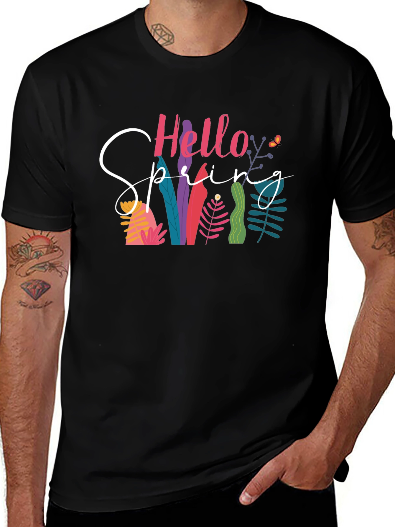 Hello Spring Black T-Shirt