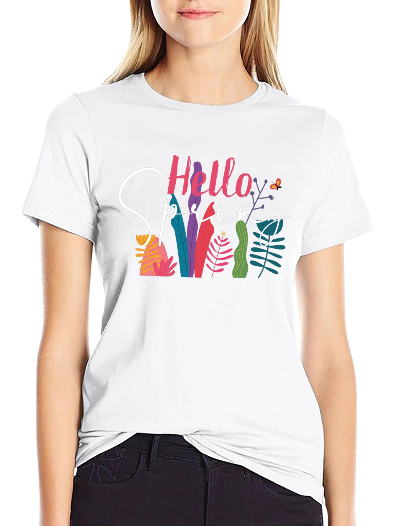 Hello Spring Black T-Shirt