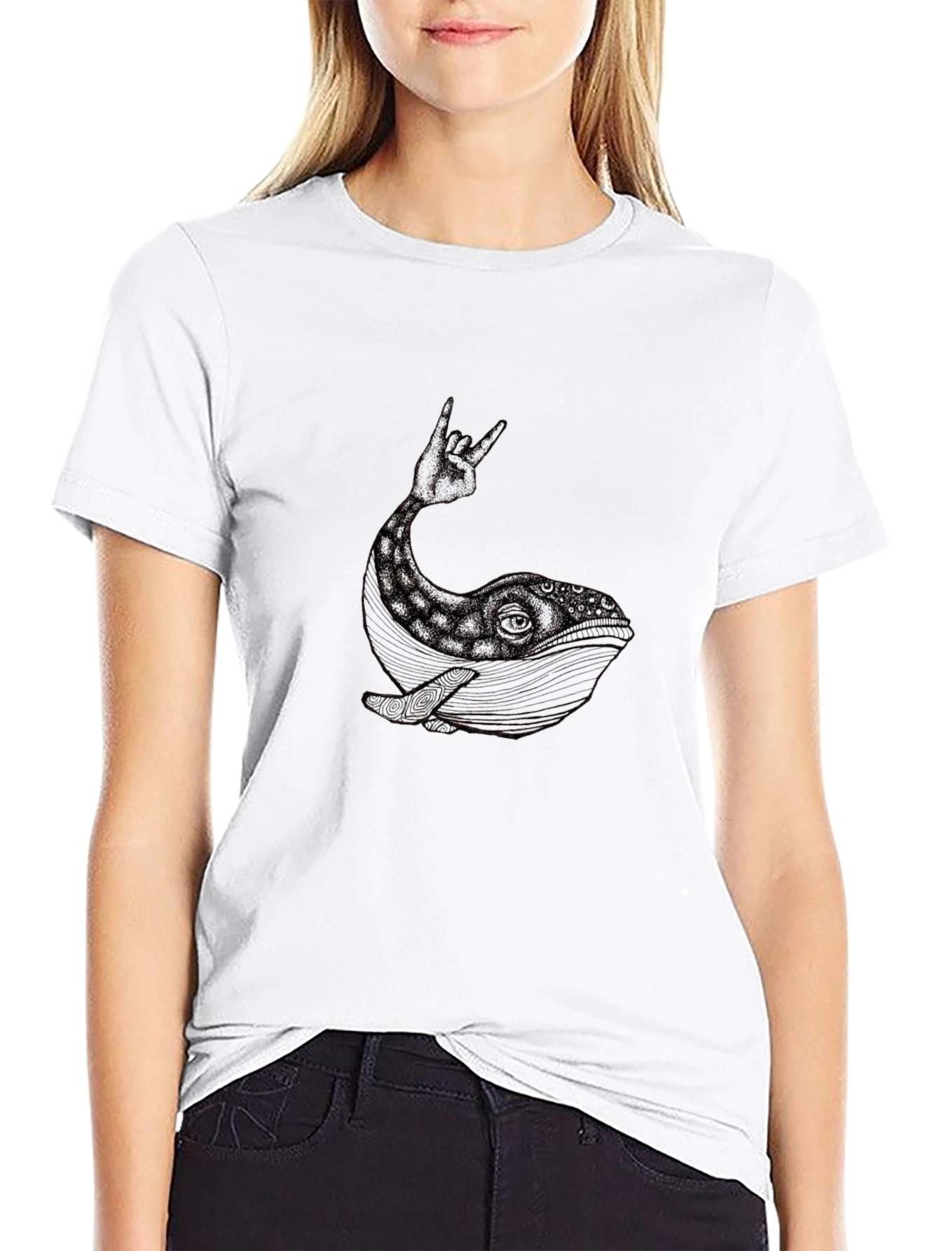 Whale Rock Hand Gesture Graphic Tee