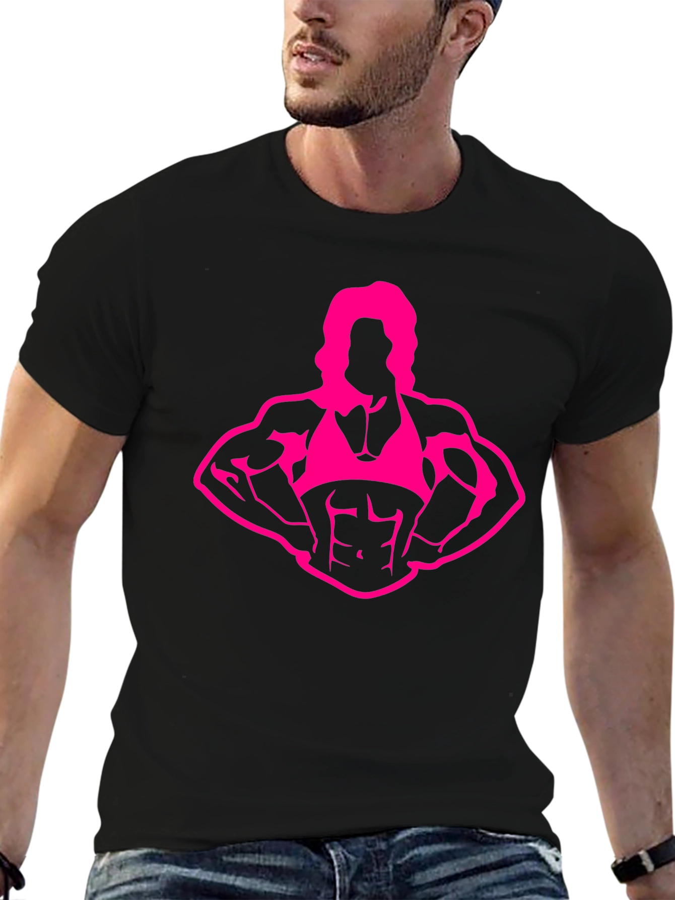 Muscle Woman Graphic Tee - Bodybuilder Print