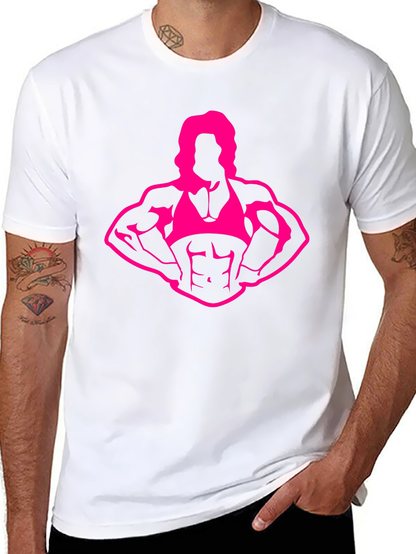 Muscle Woman Graphic Tee - Bodybuilder Print