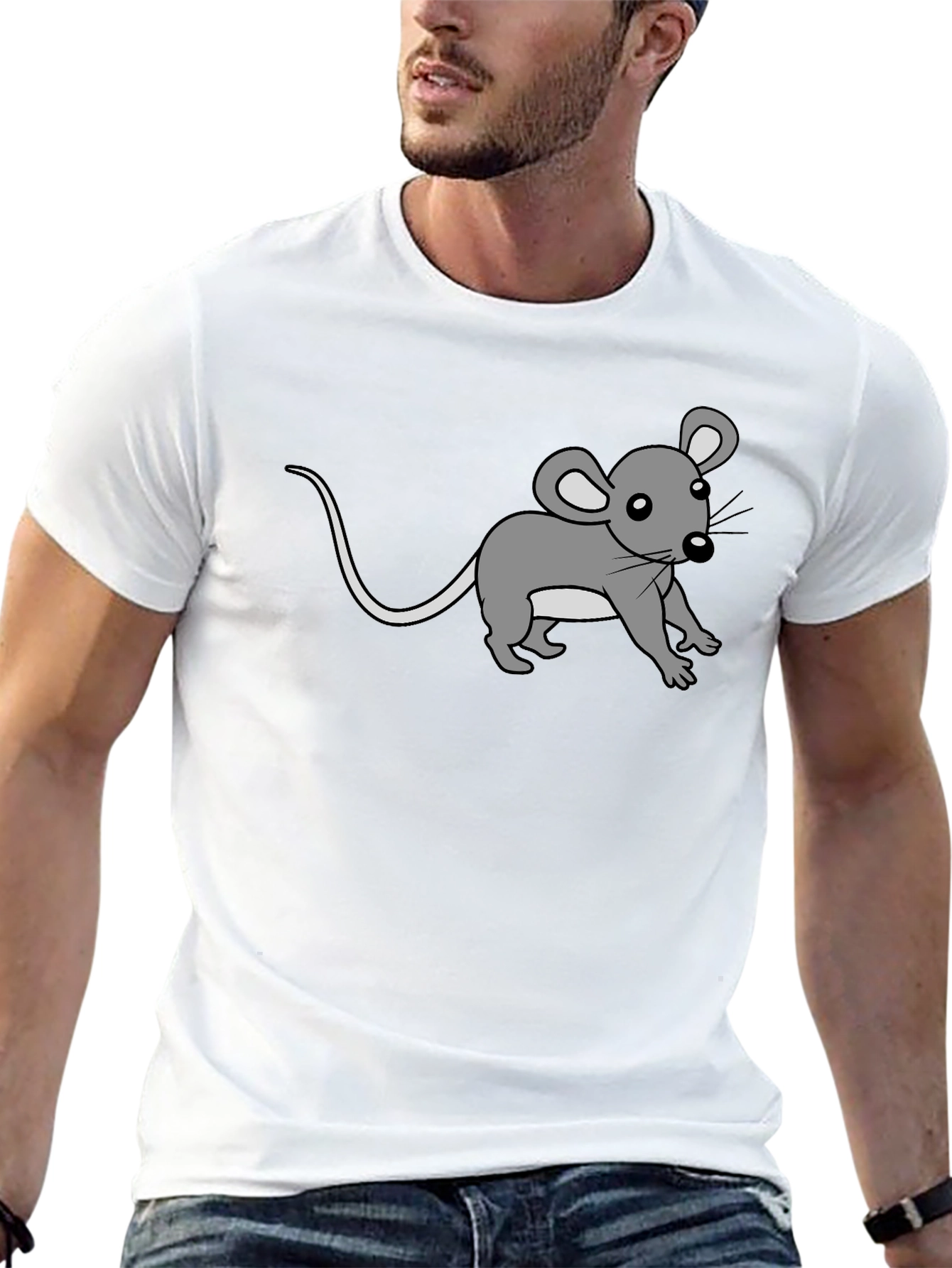 Cute Cartoon Mouse Graphic Print Black Tee