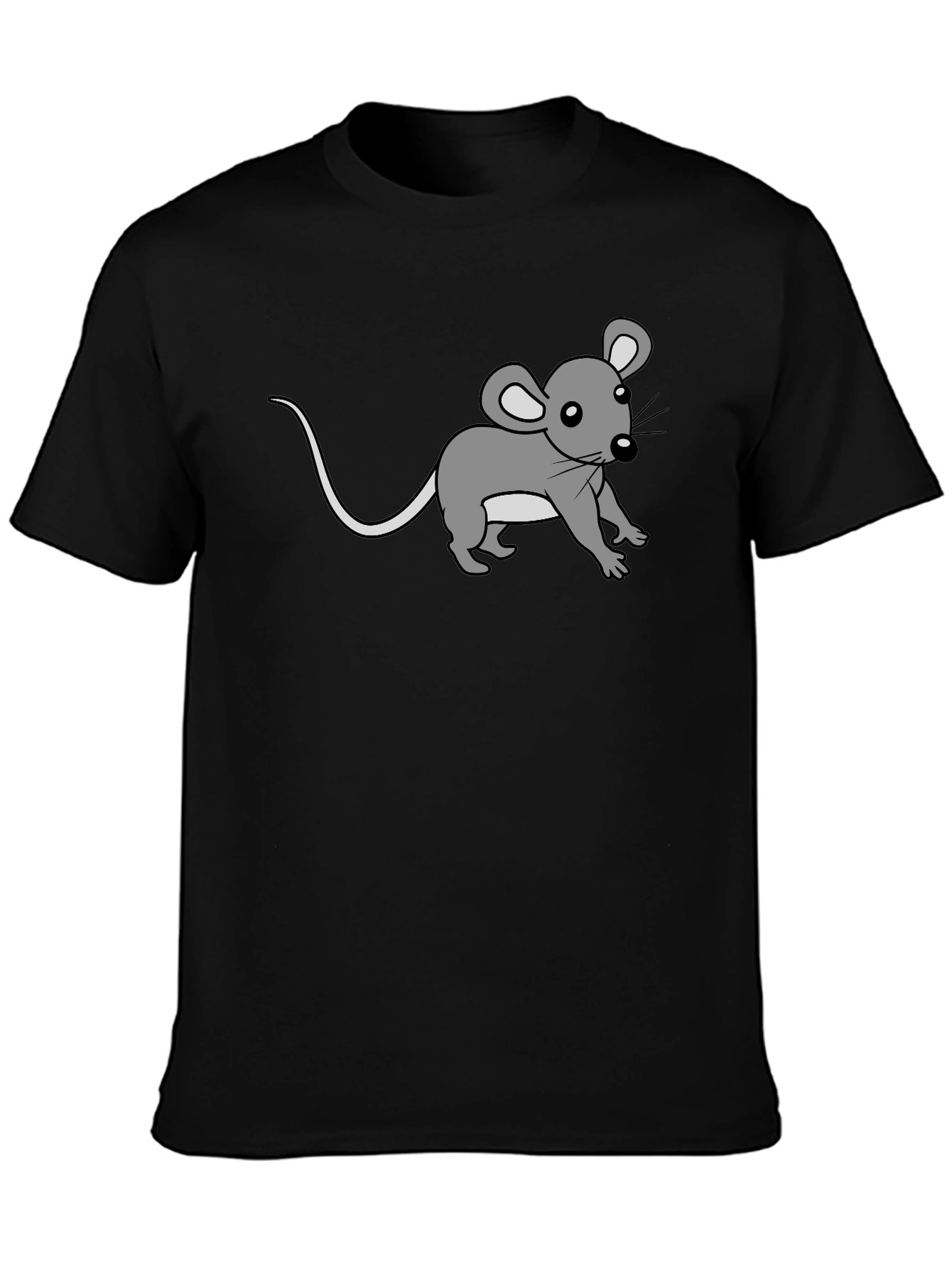 Cute Cartoon Mouse Graphic Print Black Tee