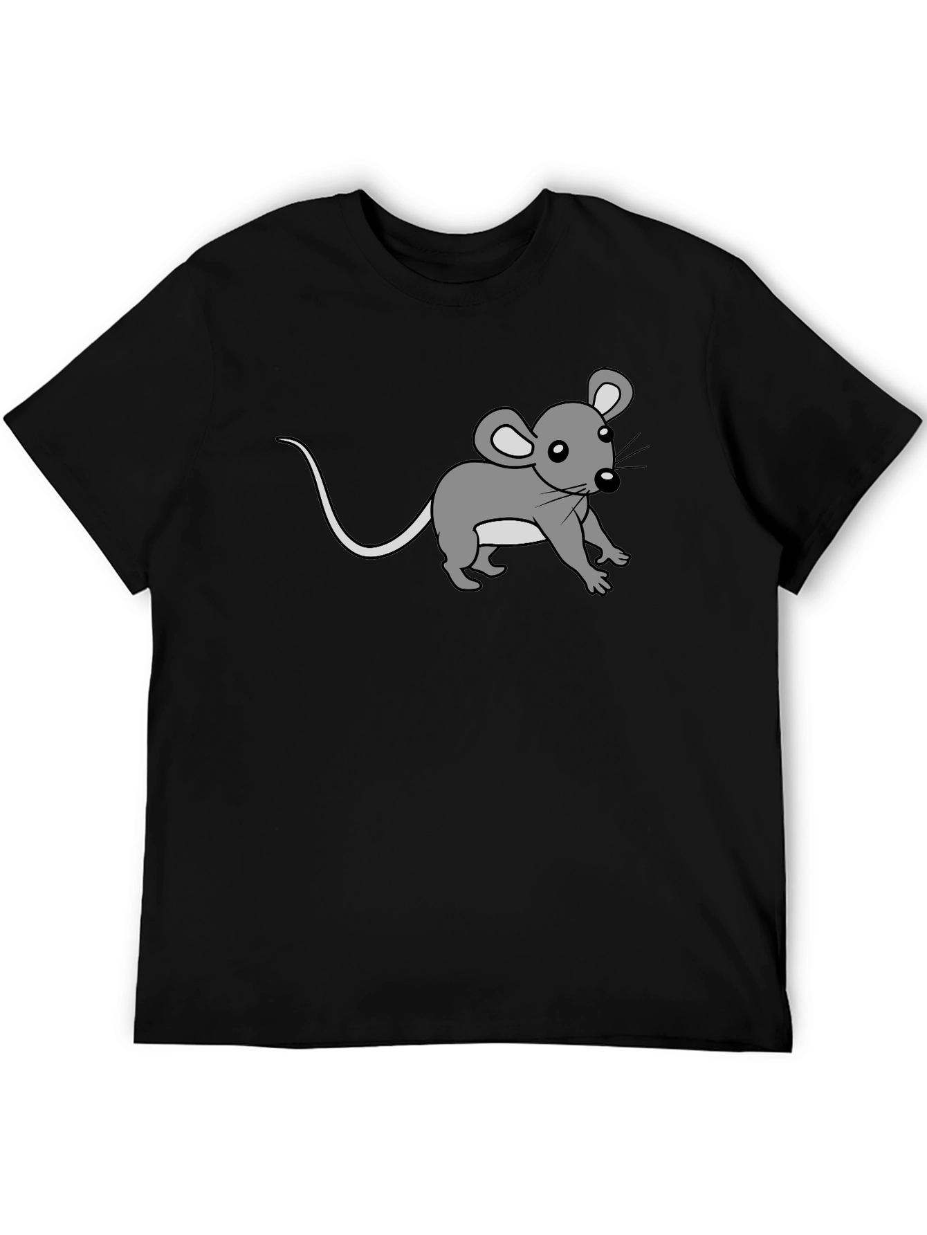 Cute Cartoon Mouse Graphic Print Black Tee
