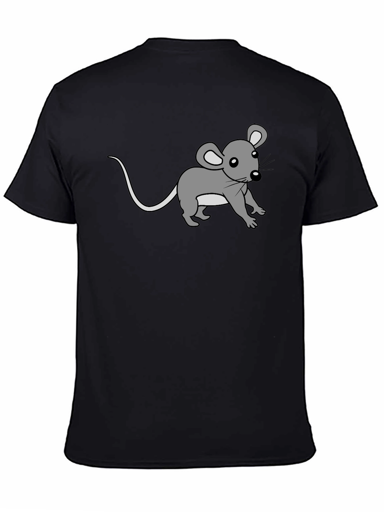 Cute Cartoon Mouse Graphic Print Black Tee