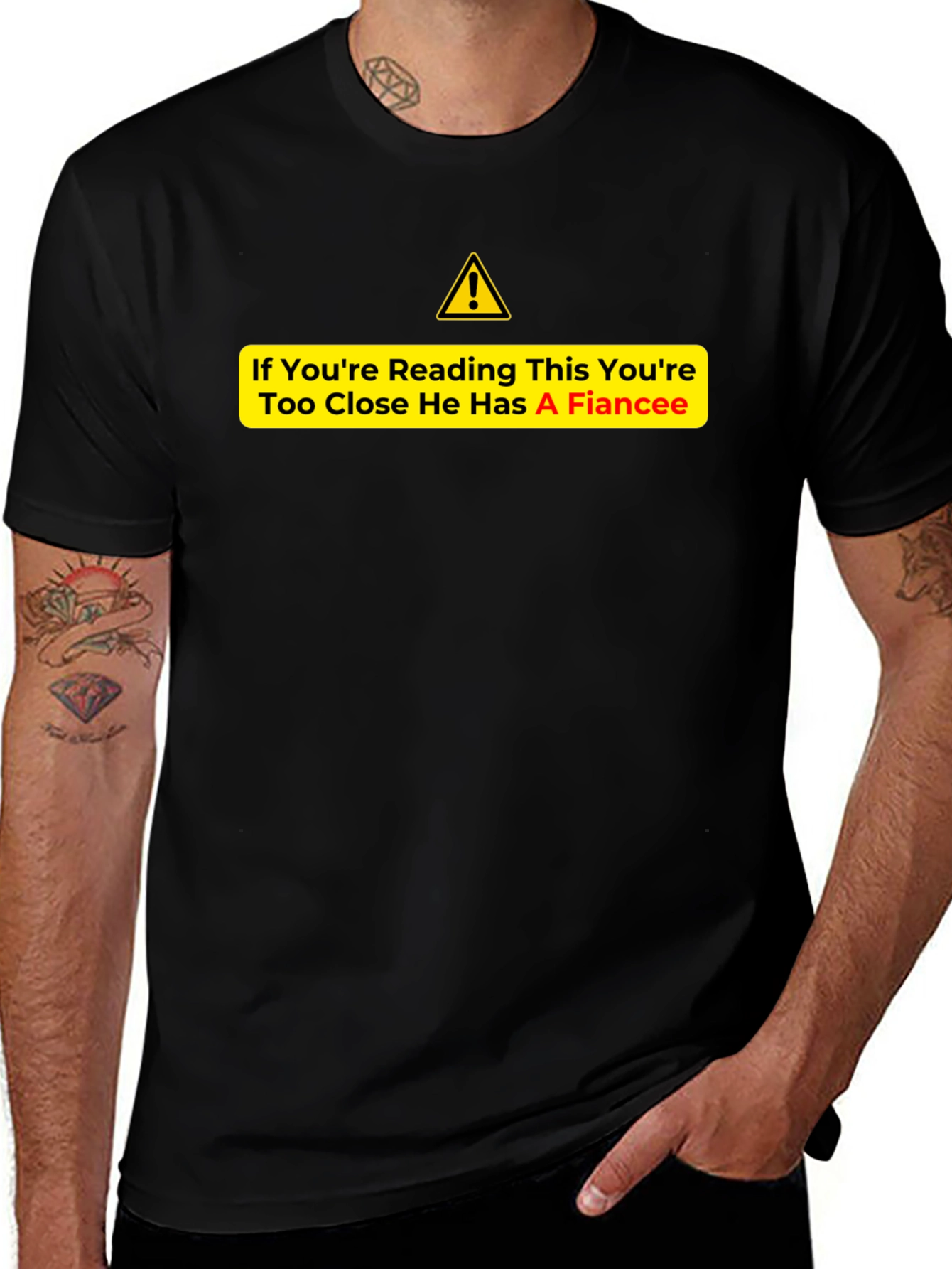 Warning Fiancee Graphic Tee - Black