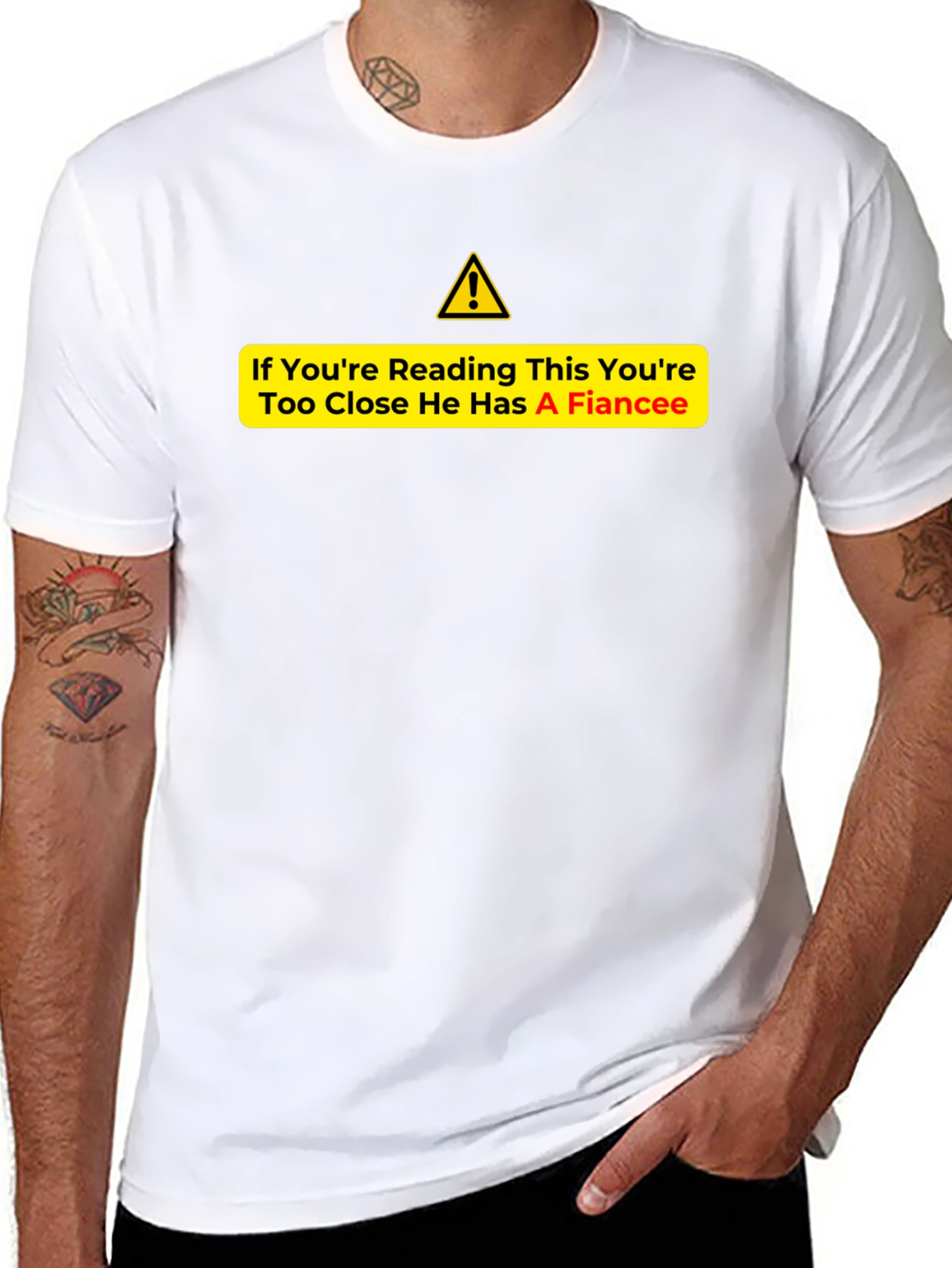 Warning Fiancee Graphic Tee - Black