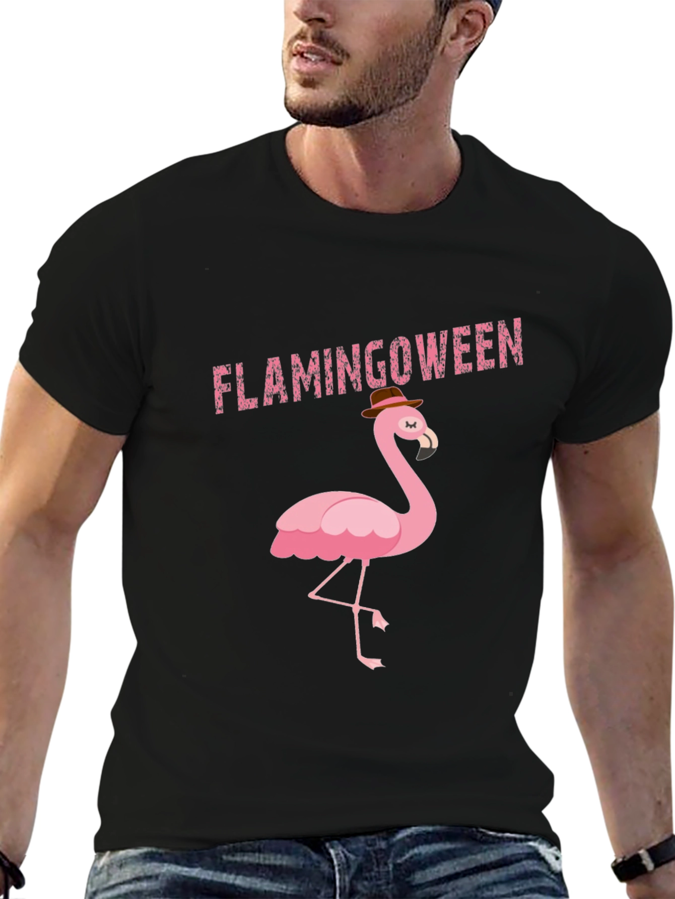 Flamingoween Black T-Shirt - Mens