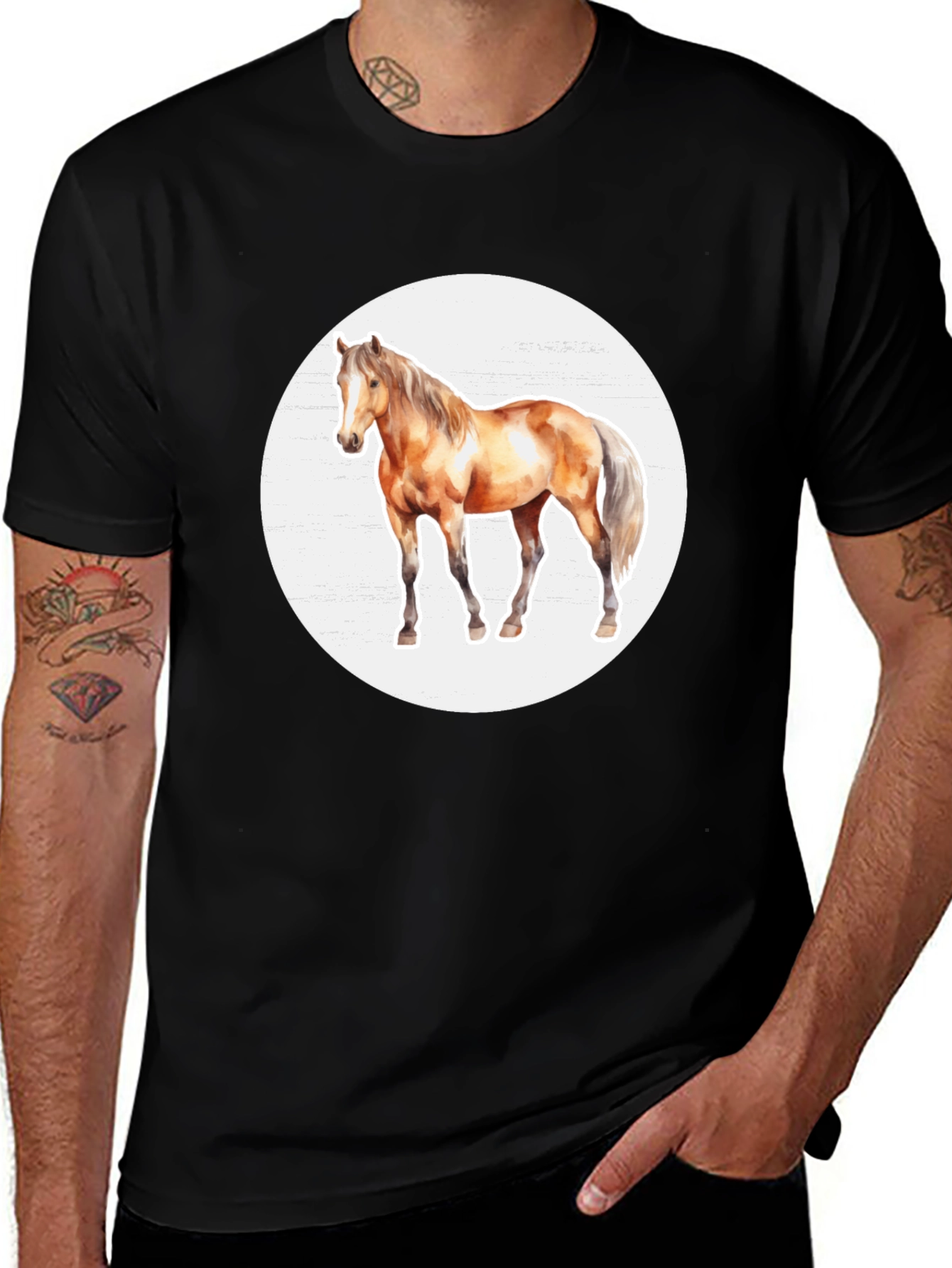 Horse Graphic Tee - Mens Black T-Shirt