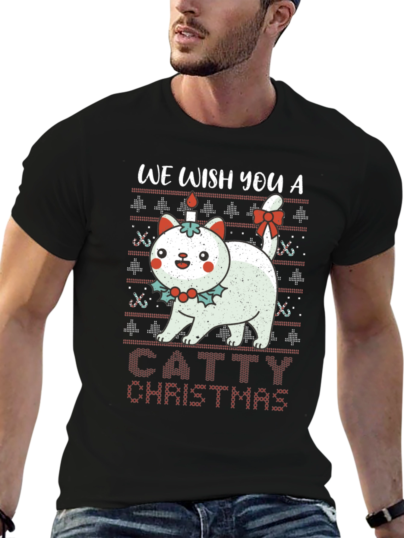 Catty Christmas T-Shirt - Holiday Sweater Design