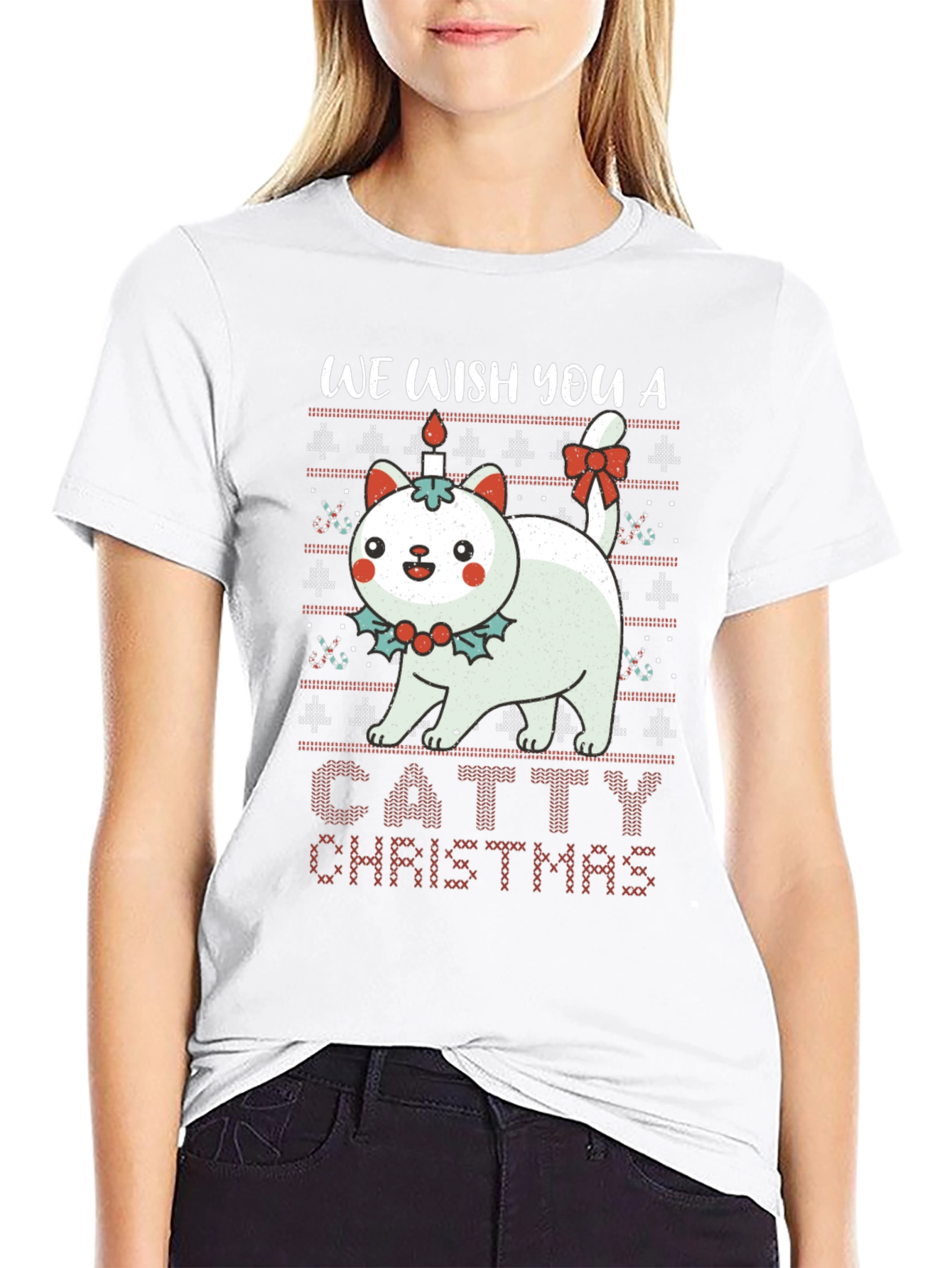 Catty Christmas T-Shirt - Holiday Sweater Design
