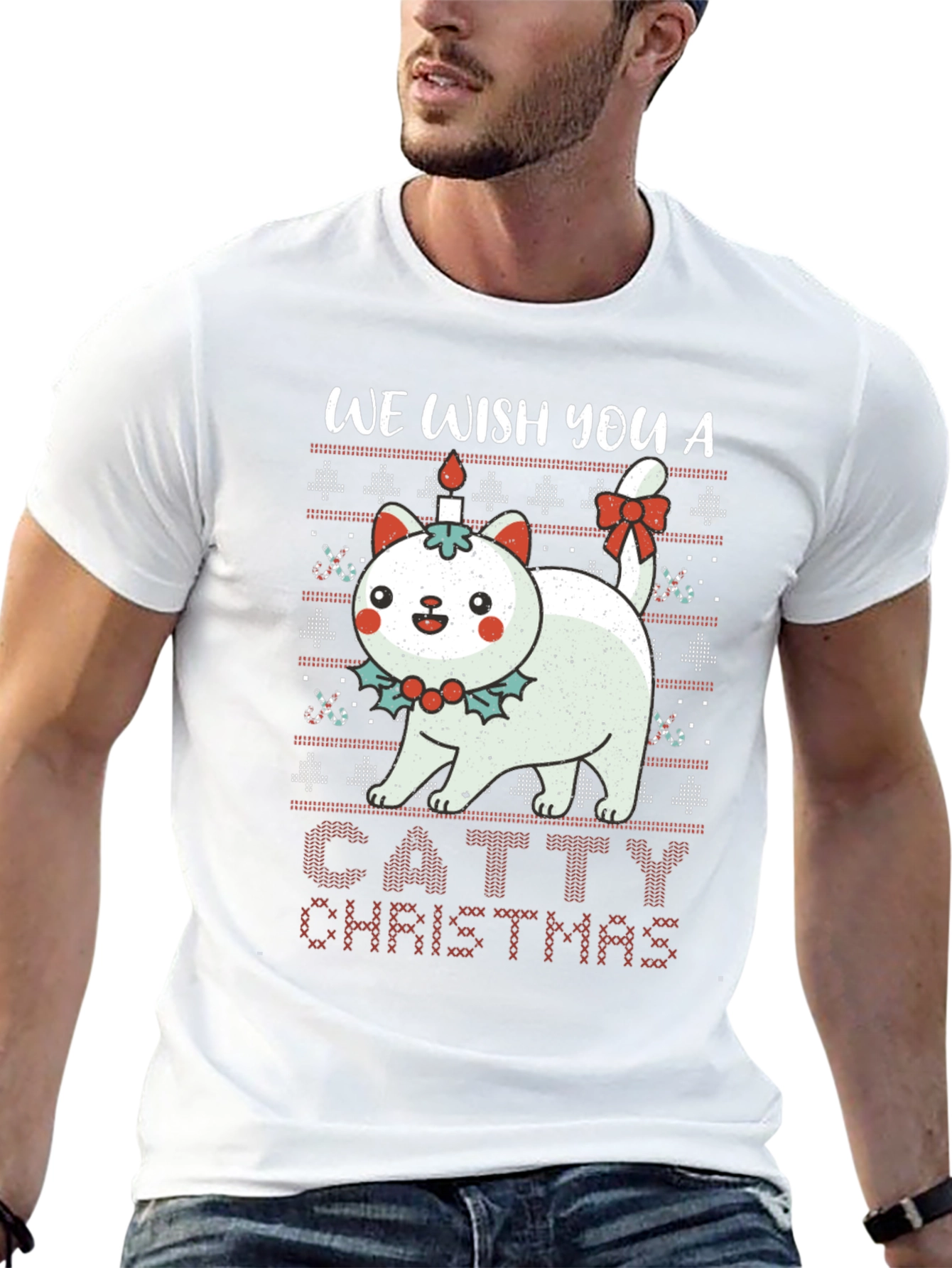 Catty Christmas T-Shirt - Holiday Sweater Design