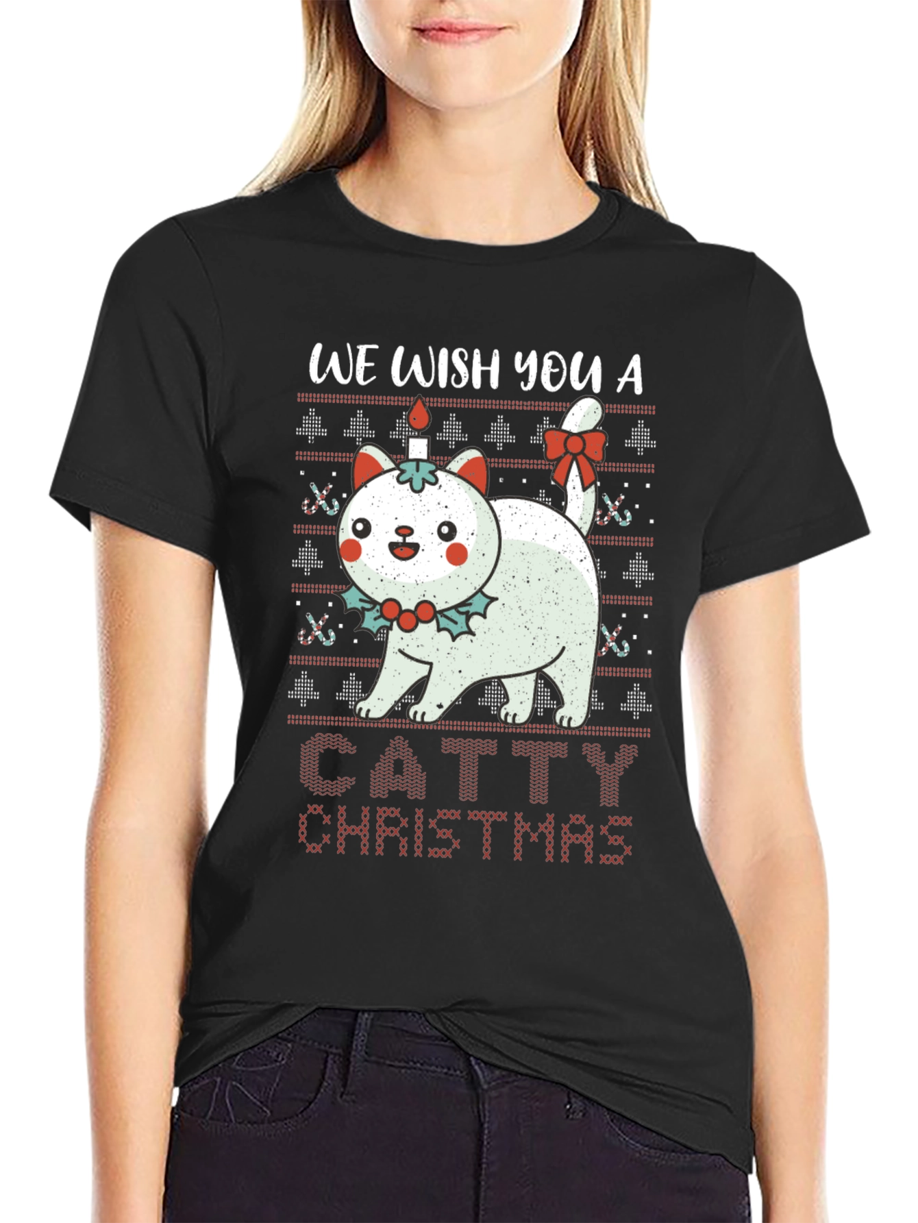 Catty Christmas T-Shirt - Holiday Sweater Design