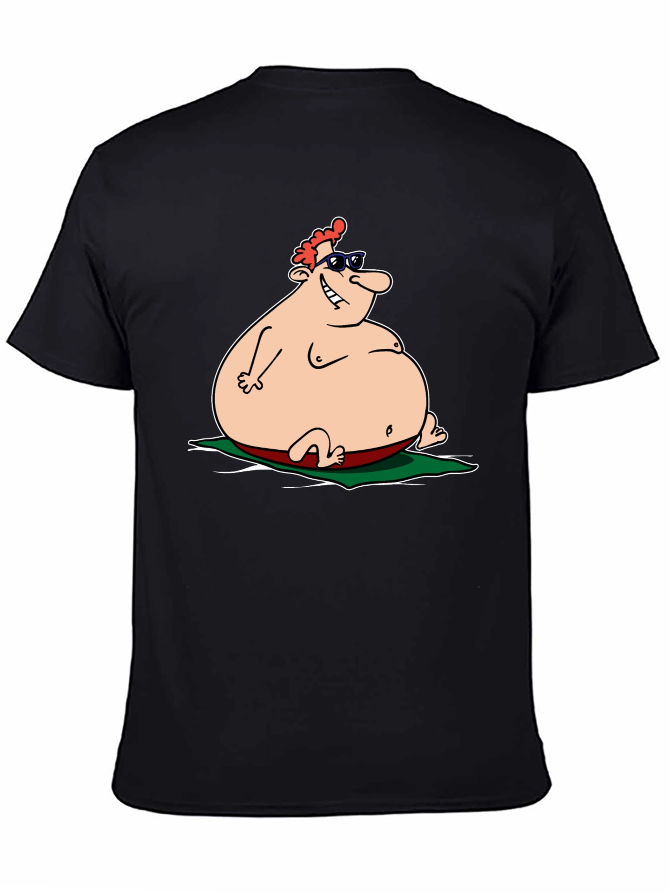 Humorous Cartoon Beach Bod T-Shirt - Black