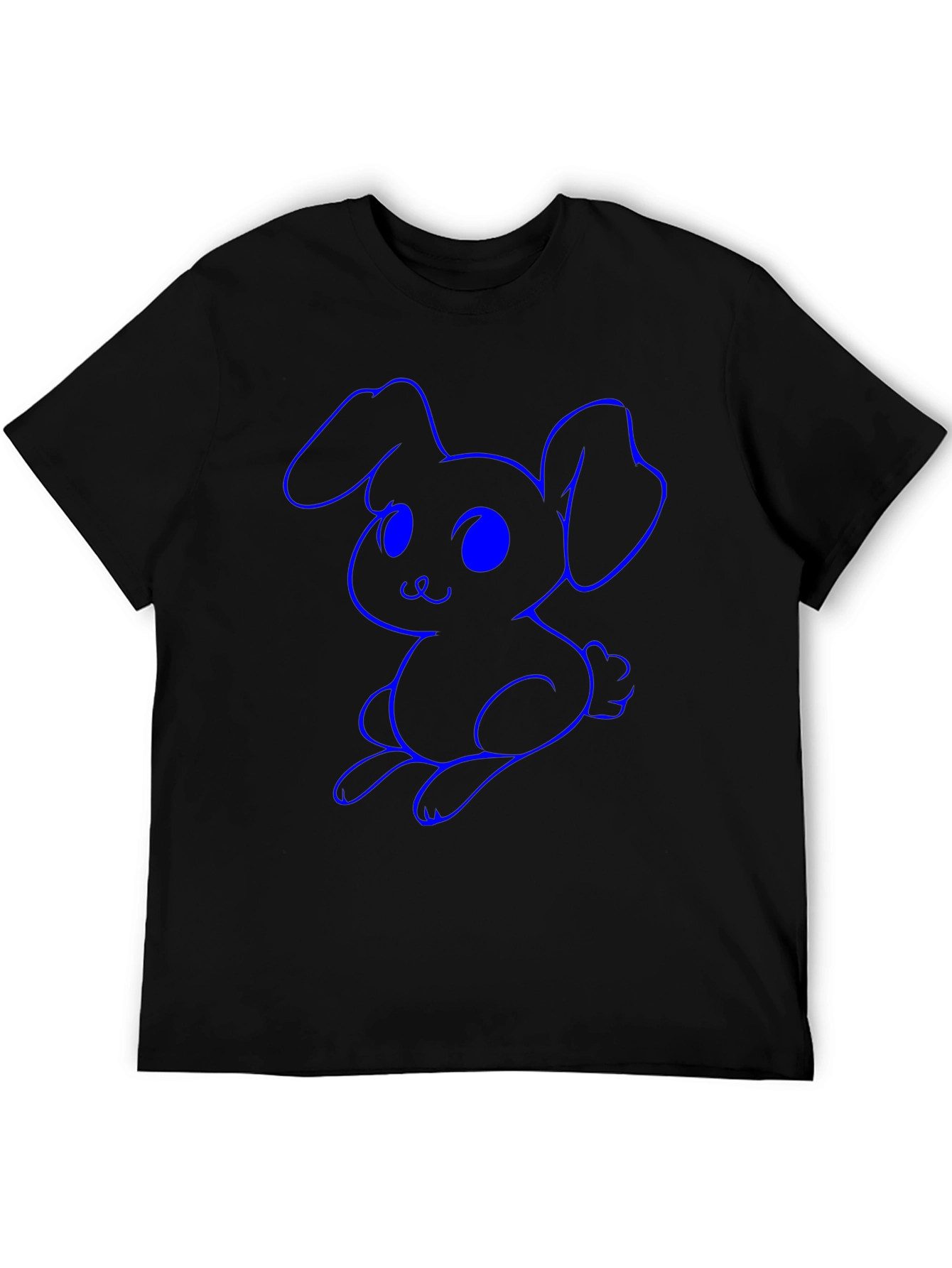 Cute Bunny Graphic Tee - Black Cotton Shirt