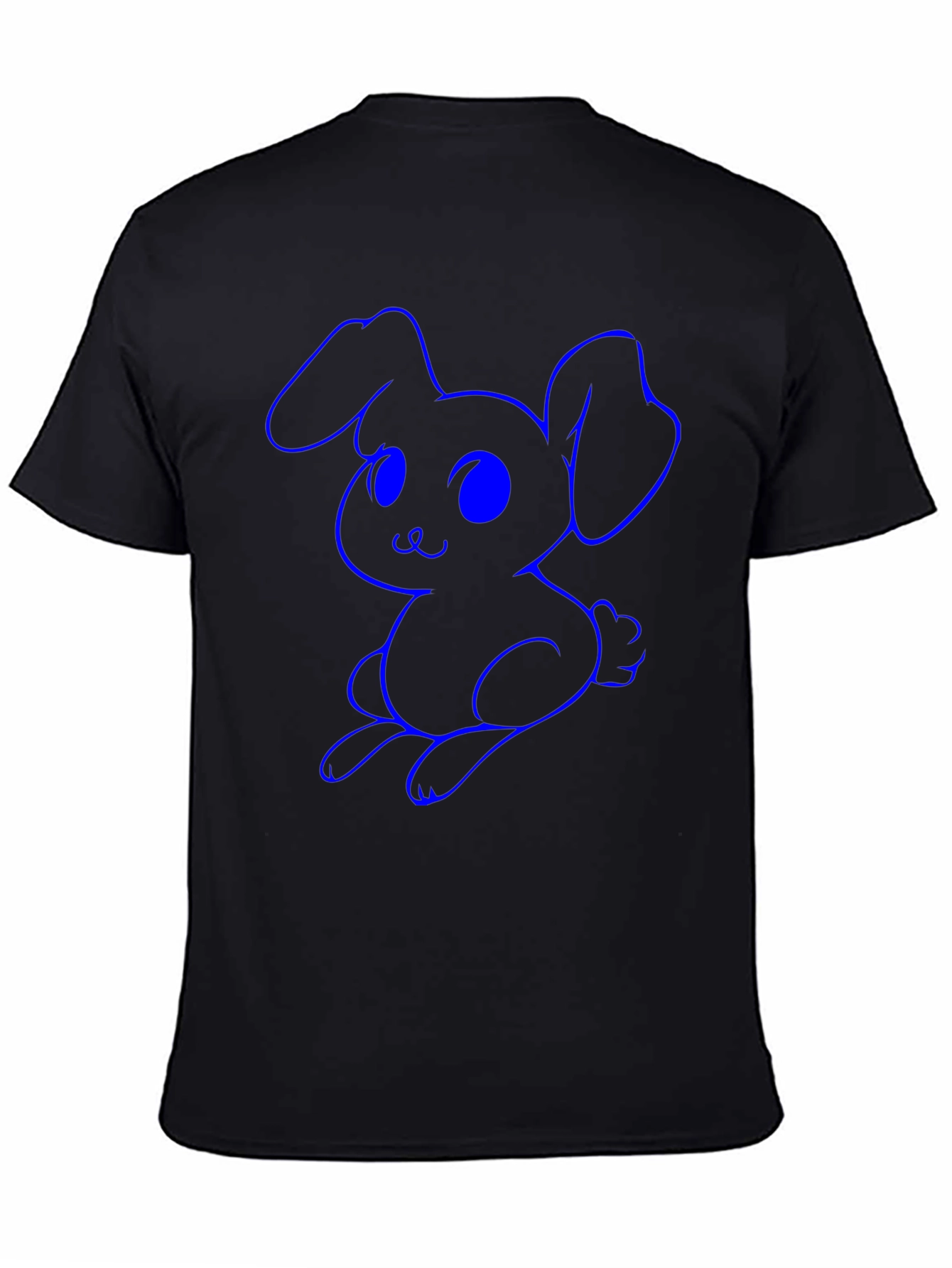 Cute Bunny Graphic Tee - Black Cotton Shirt