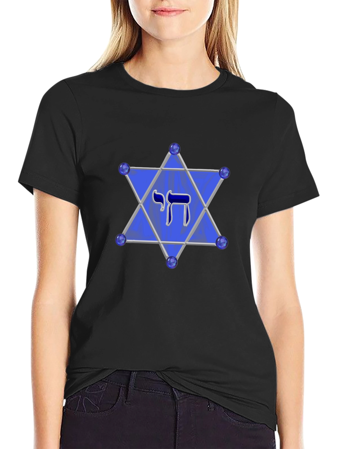 Chai Star of David Mens Black T-Shirt