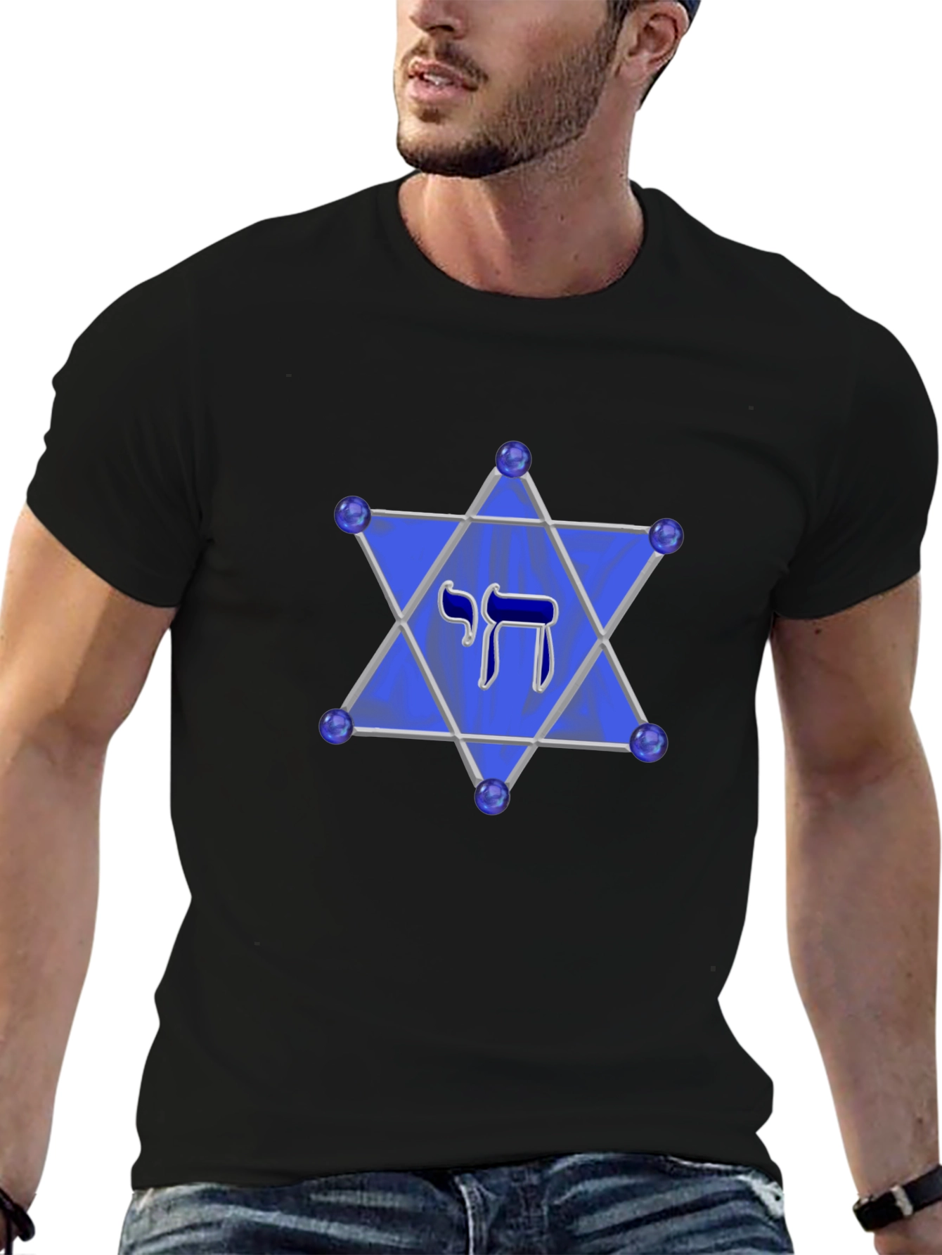 Chai Star of David Mens Black T-Shirt
