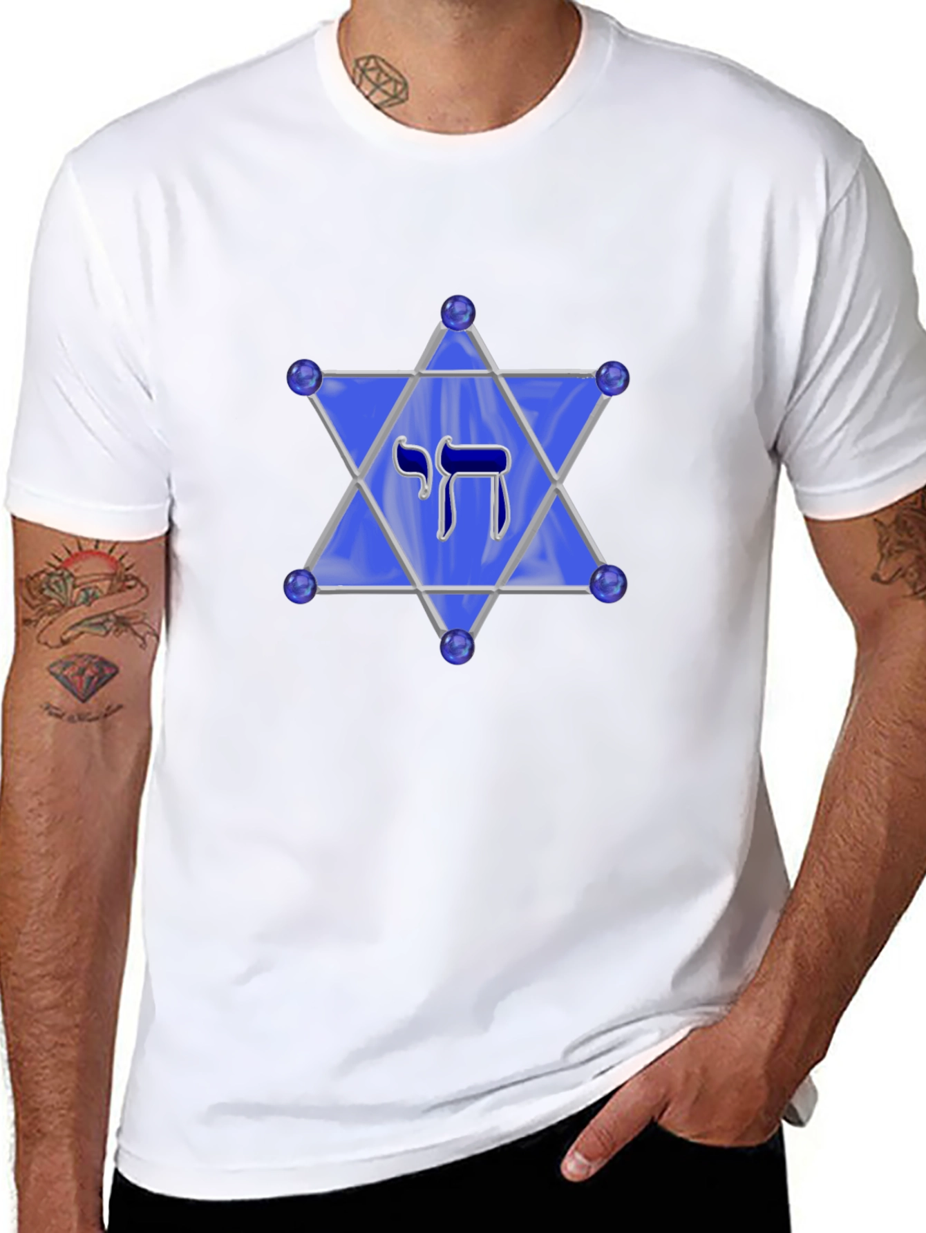Chai Star of David Mens Black T-Shirt