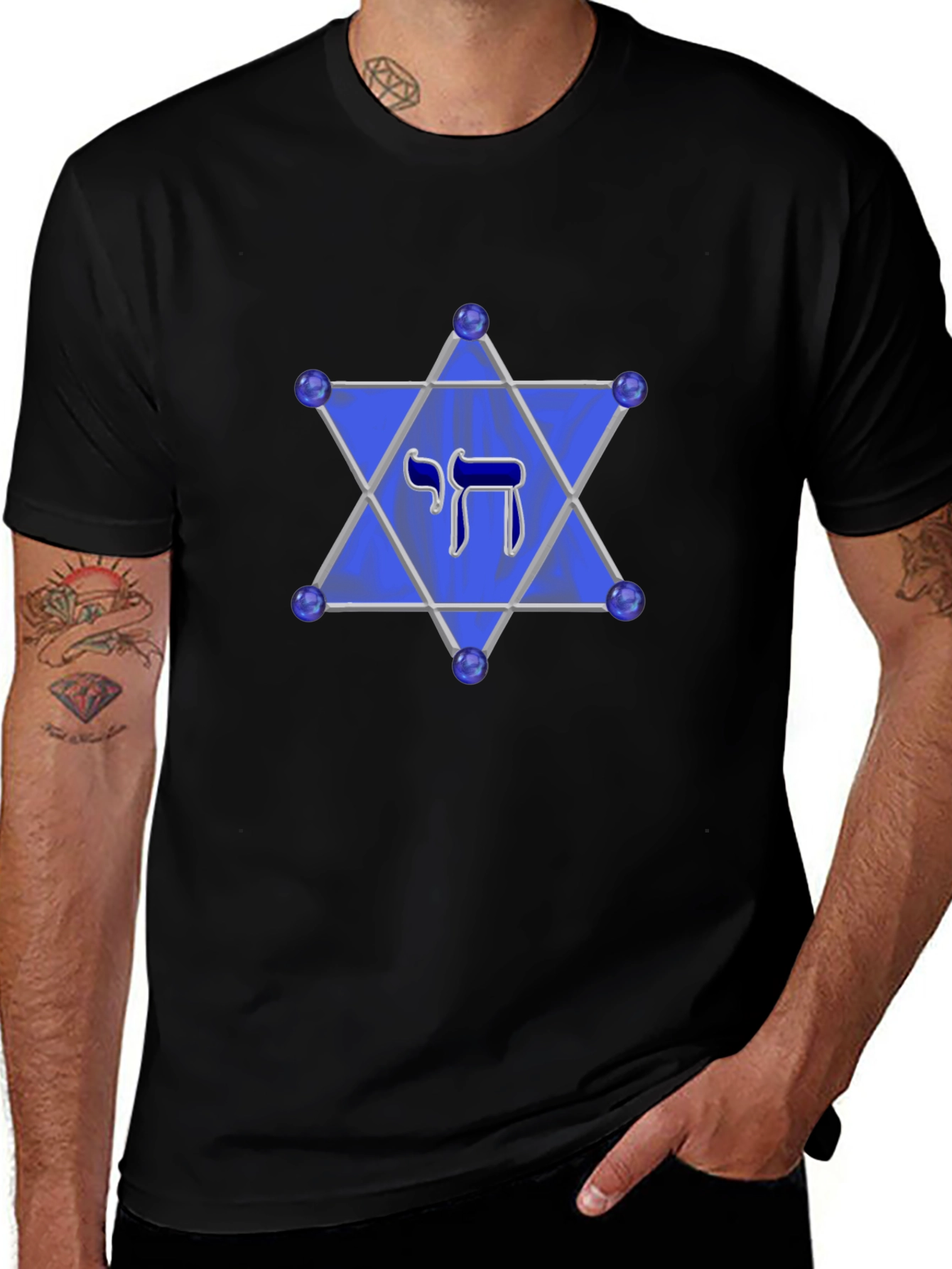 Chai Star of David Mens Black T-Shirt