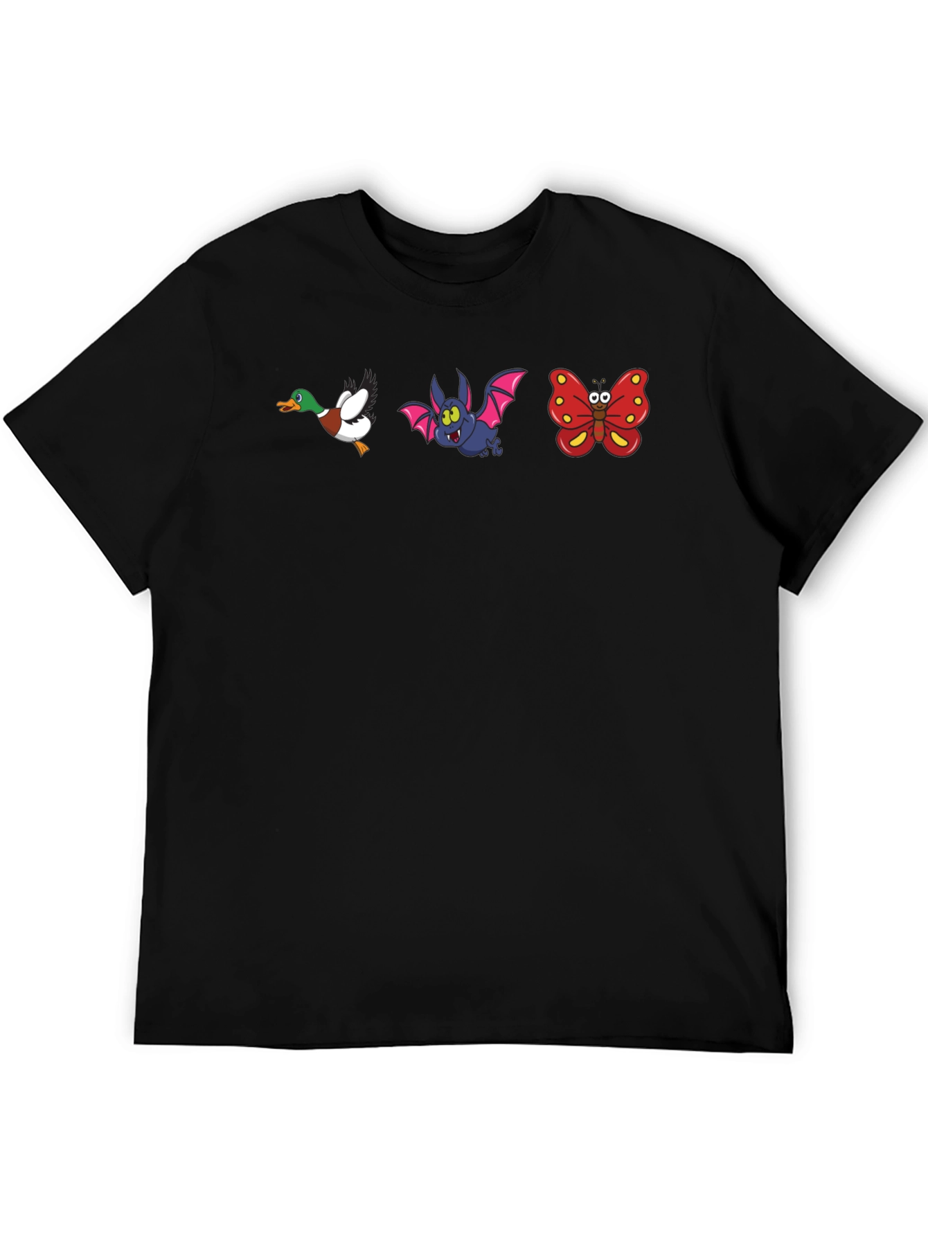 Cartoon Animal Print Black T-Shirt