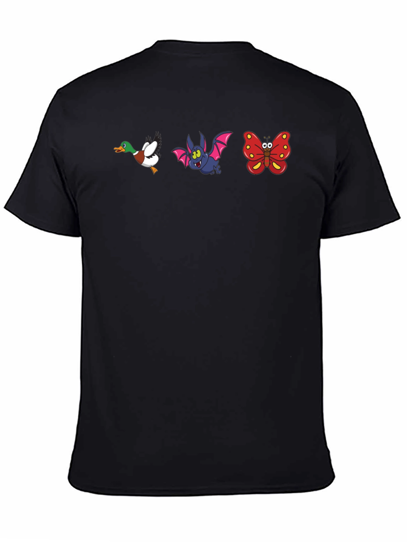 Cartoon Animal Print Black T-Shirt