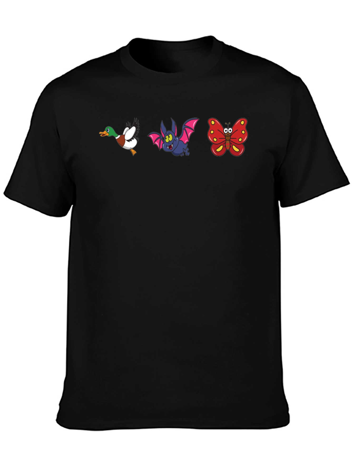 Cartoon Animal Print Black T-Shirt