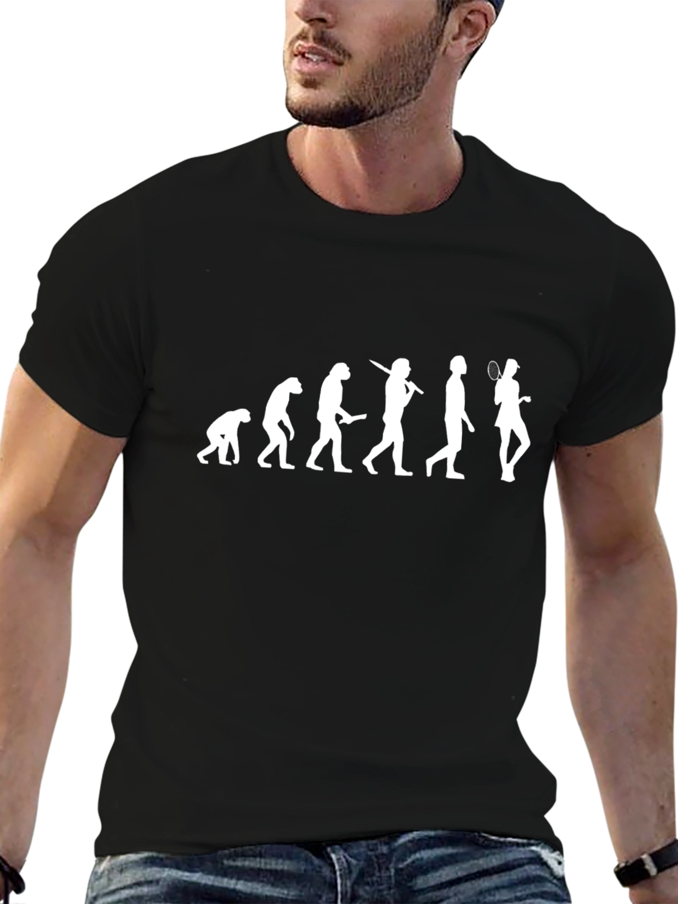 Evolution of Badminton Black T-Shirt