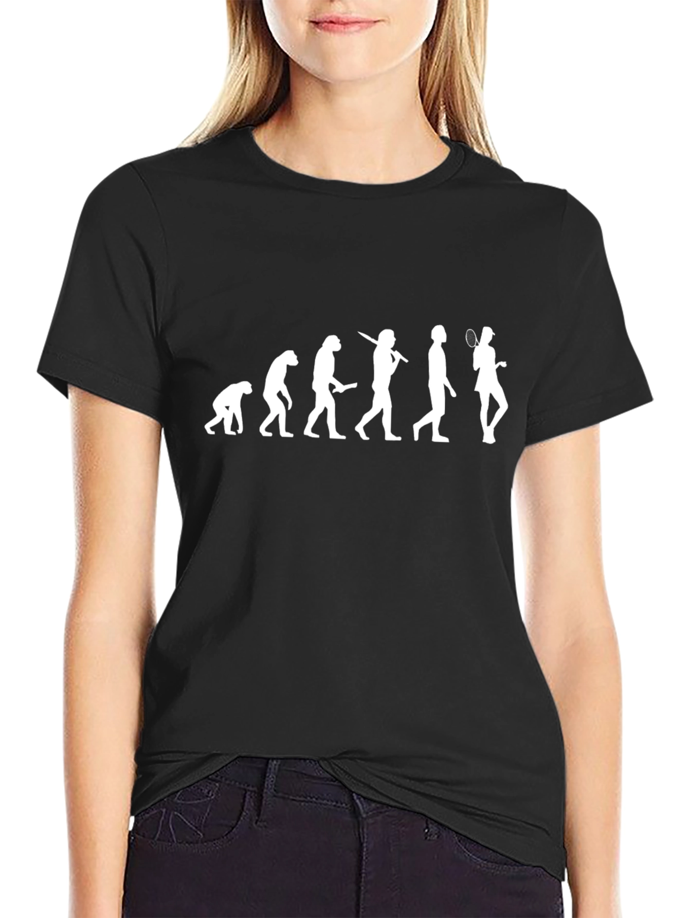 Evolution of Badminton Black T-Shirt