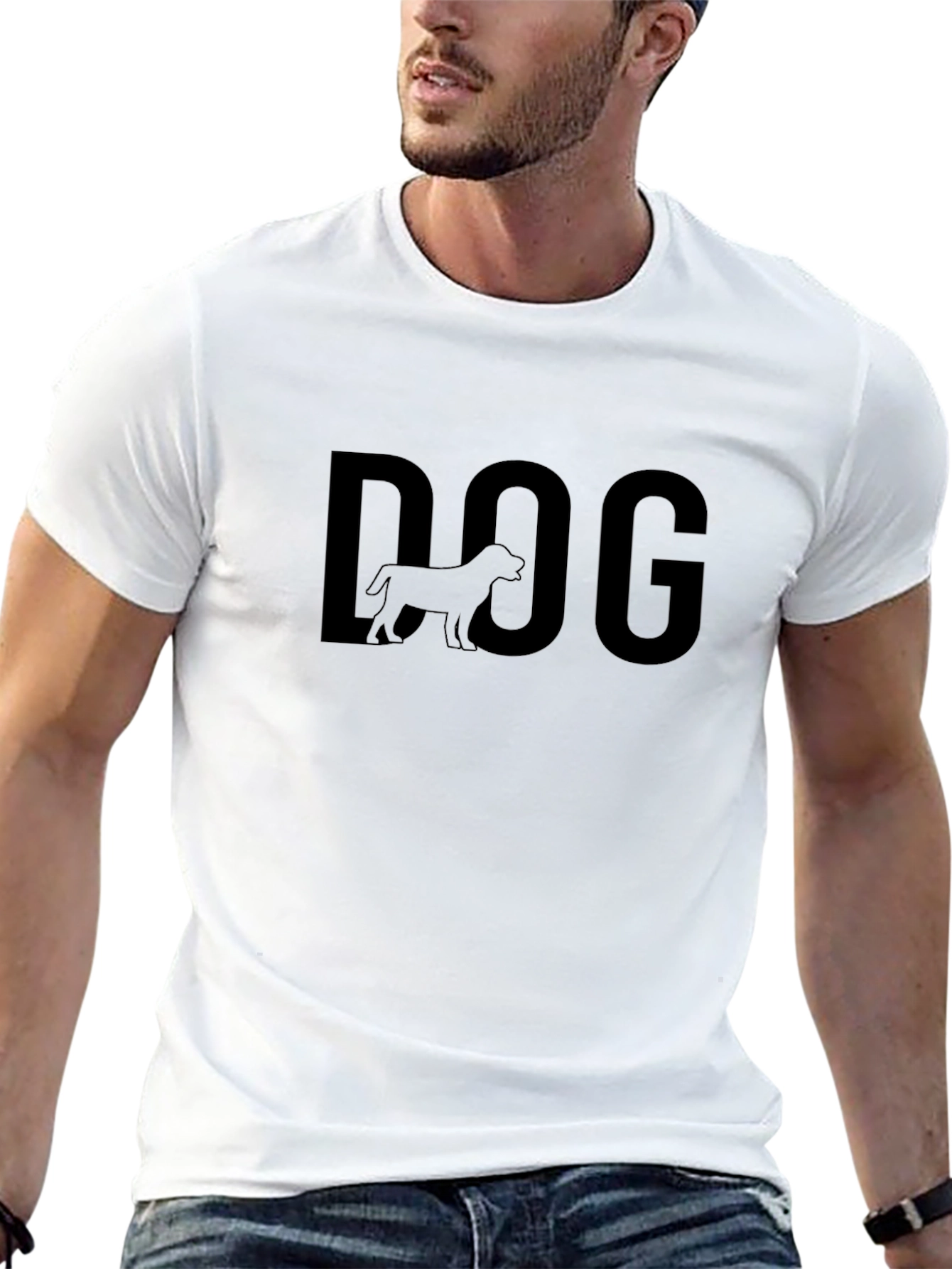 Dog Graphic Tee - Black Cotton T-Shirt