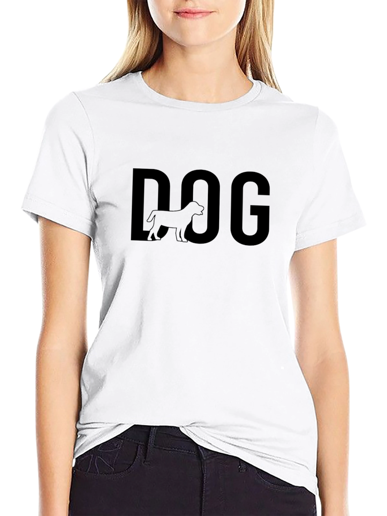 Dog Graphic Tee - Black Cotton T-Shirt