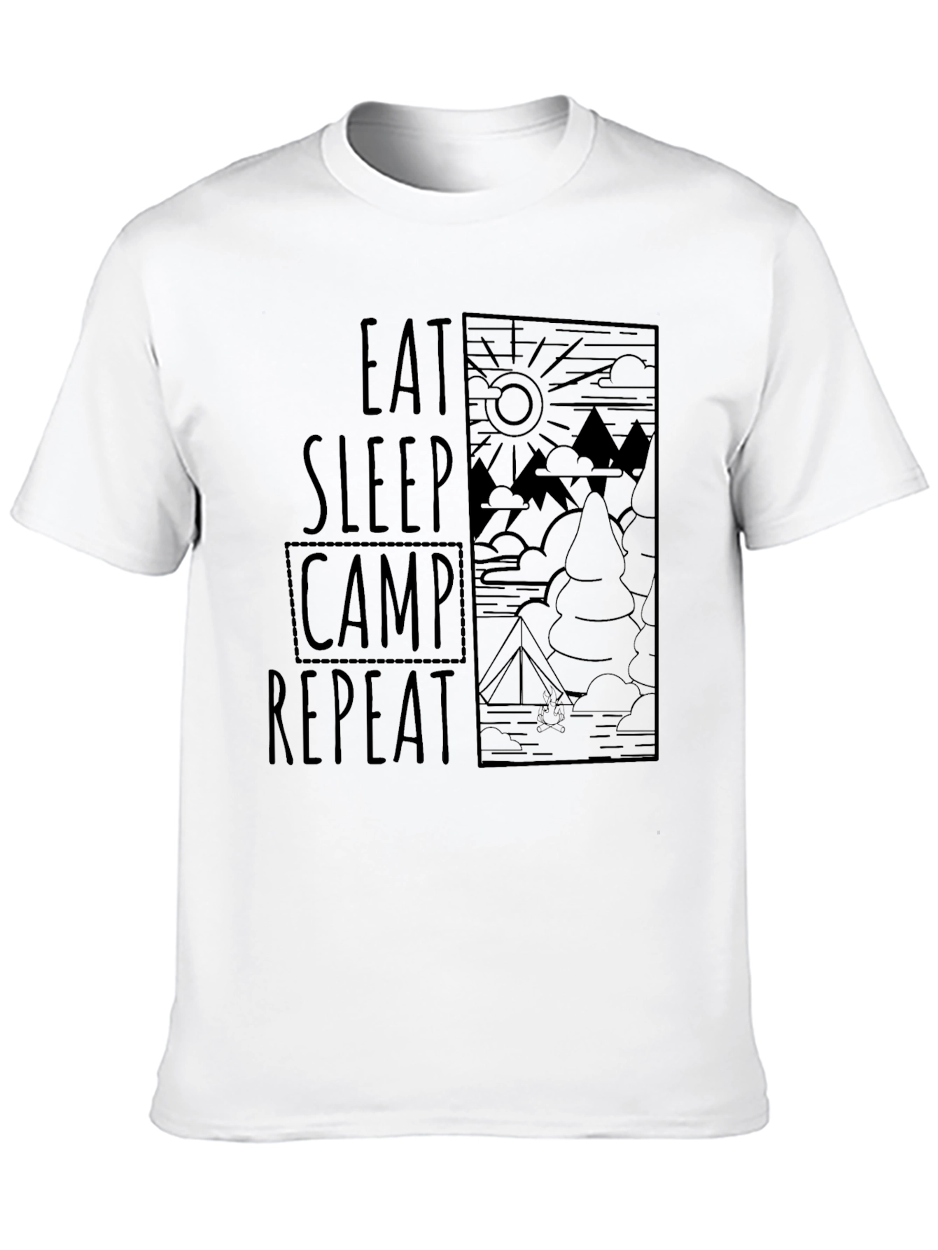 Eat Sleep Camp Repeat Graphic Tee - Black