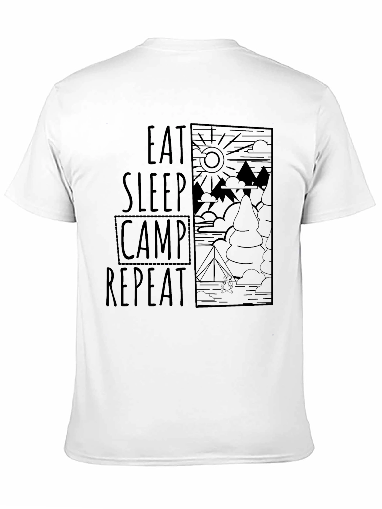 Eat Sleep Camp Repeat Graphic Tee - Black