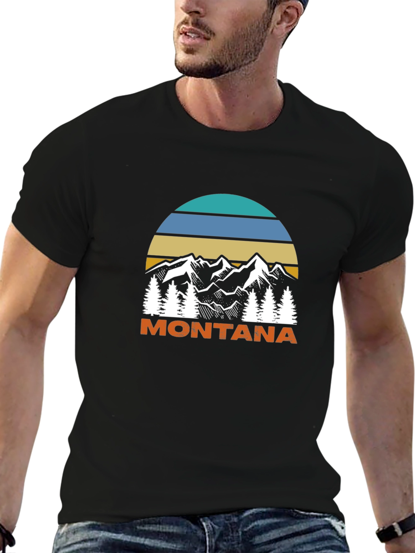 Montana Mountain Scene Graphic T-Shirt