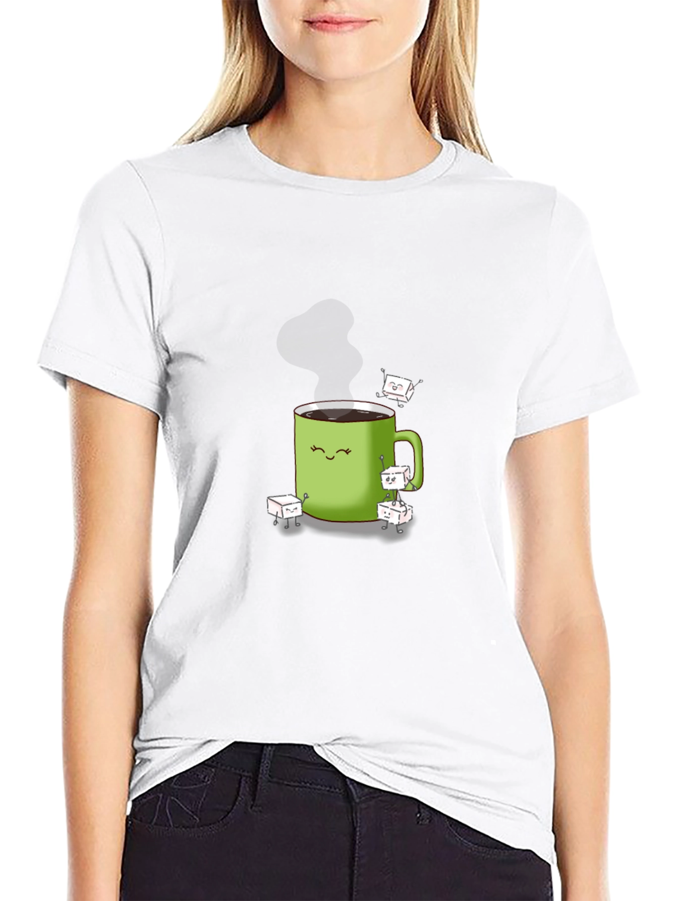 Coffee Cup & Sugar Cubes Graphic T-Shirt