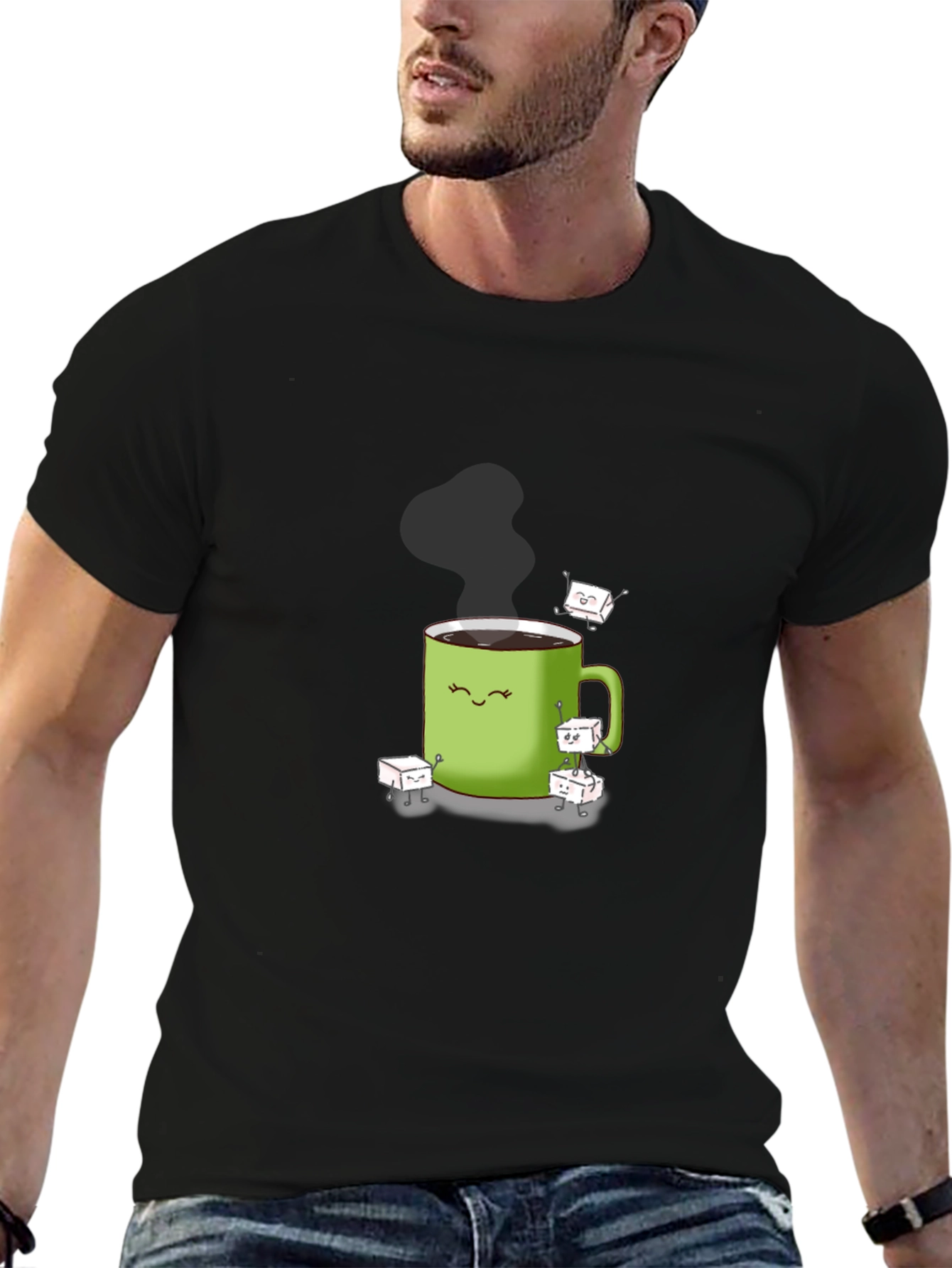 Coffee Cup & Sugar Cubes Graphic T-Shirt
